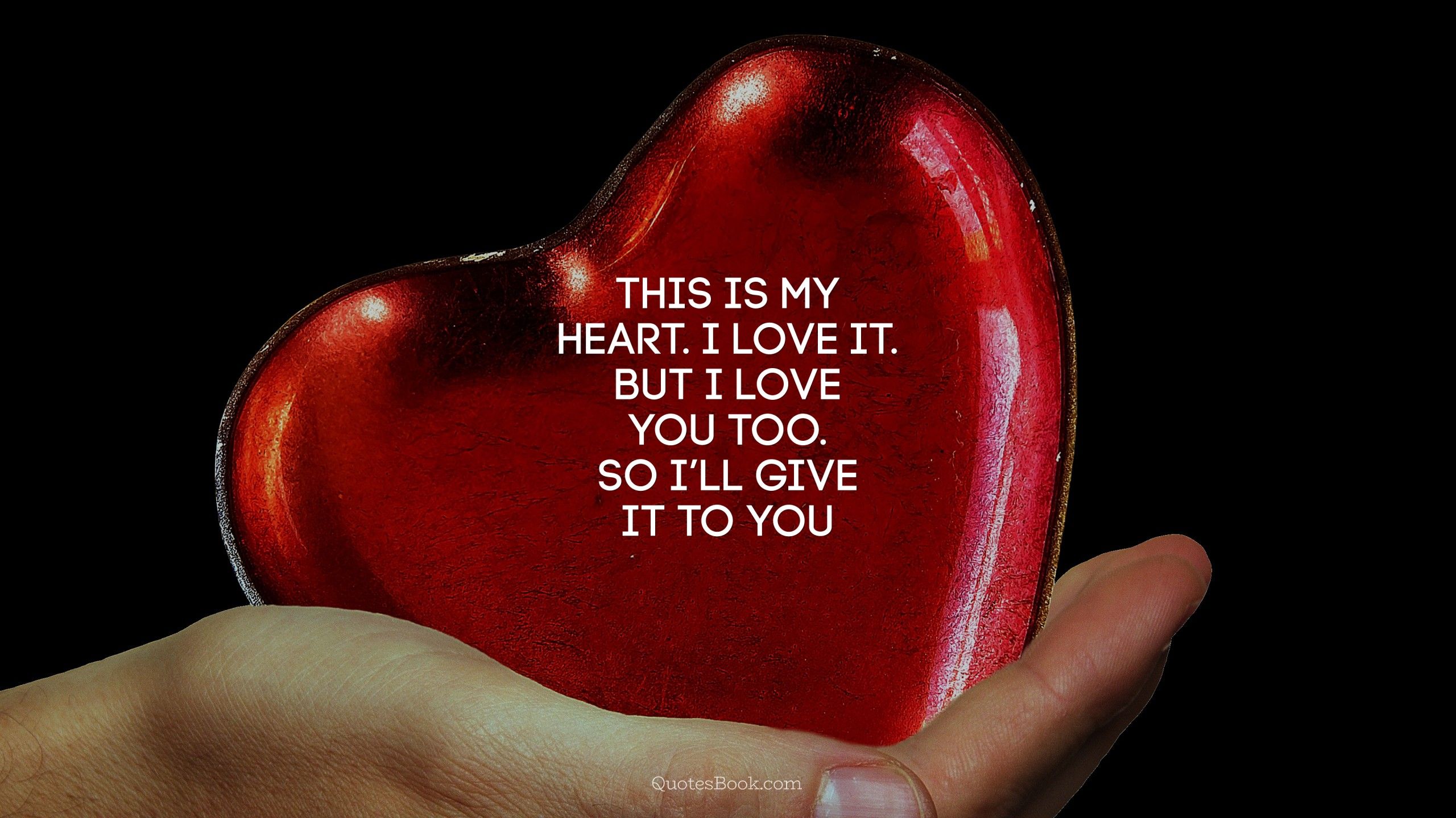 Cuore rosso in mano, testo amore, 2560x1440 QHD, Laptop