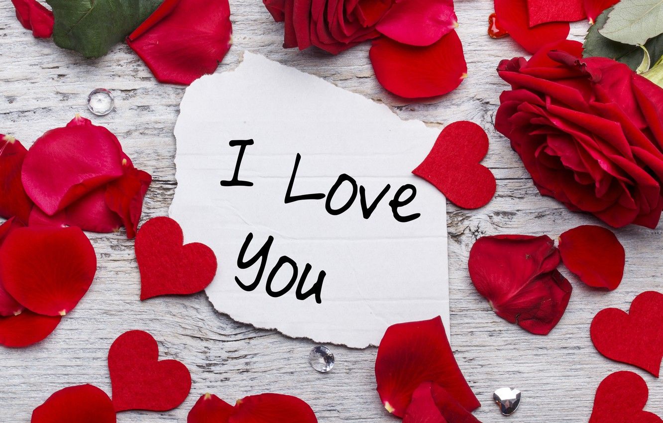 Biglietto I Love You con rose, 1332x850 HD, Desktop