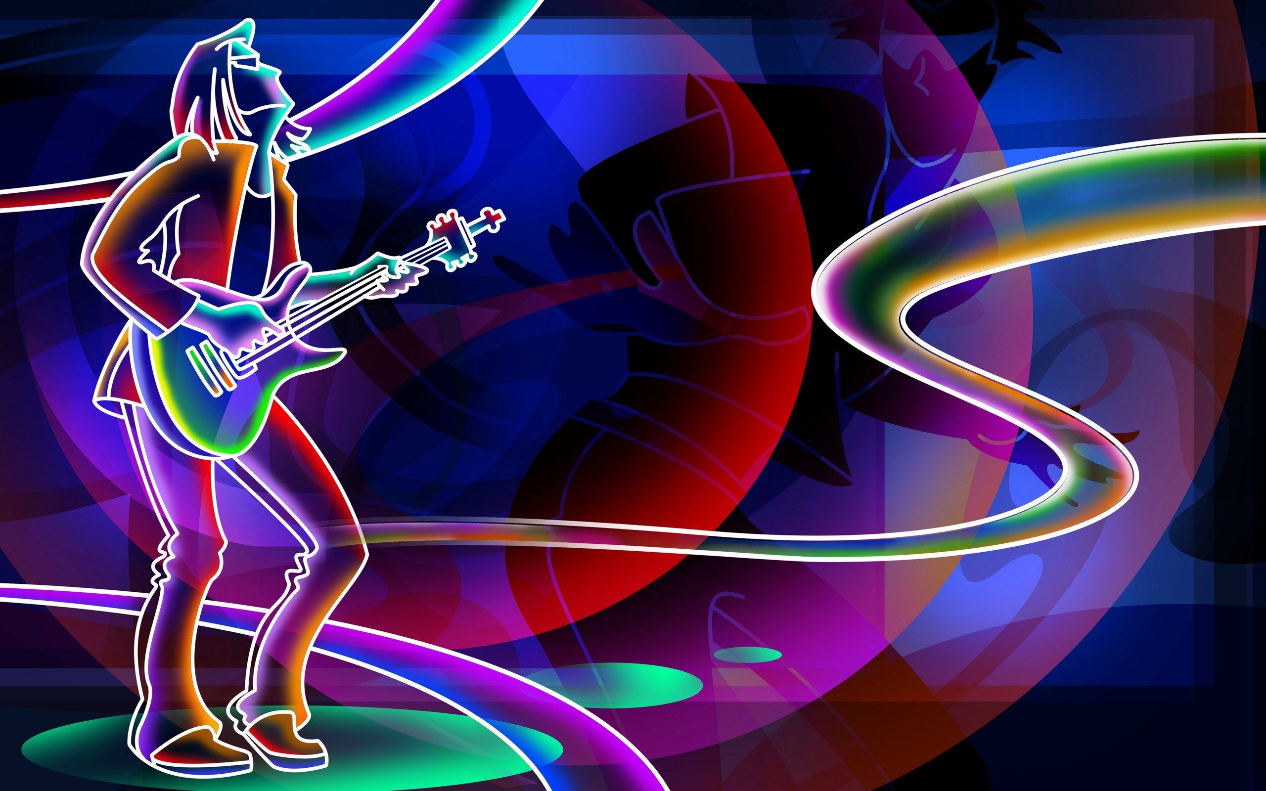 Chitarrista neon tie-dye colorato, 2560x1600 2K, MacBook Pro