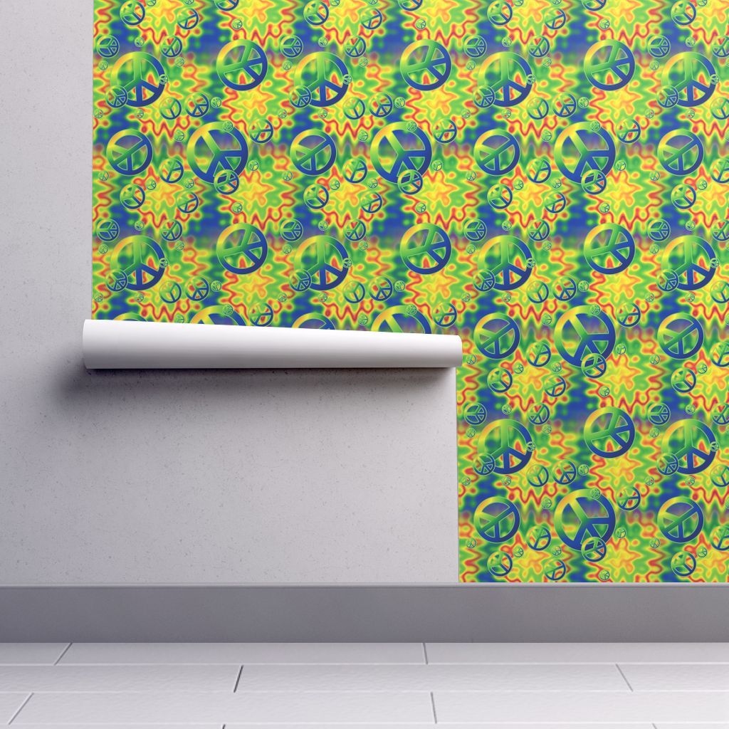Simboli pace tie-dye verde giallo, 1024x1024 HD, Desktop