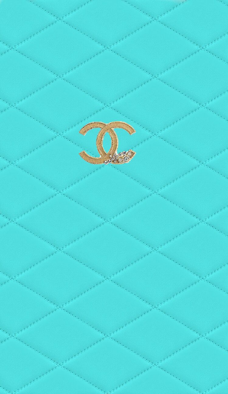 Logo Chanel su trapunta blu Tiffany, moda di lusso, 750x1295 Verticale, Telefono