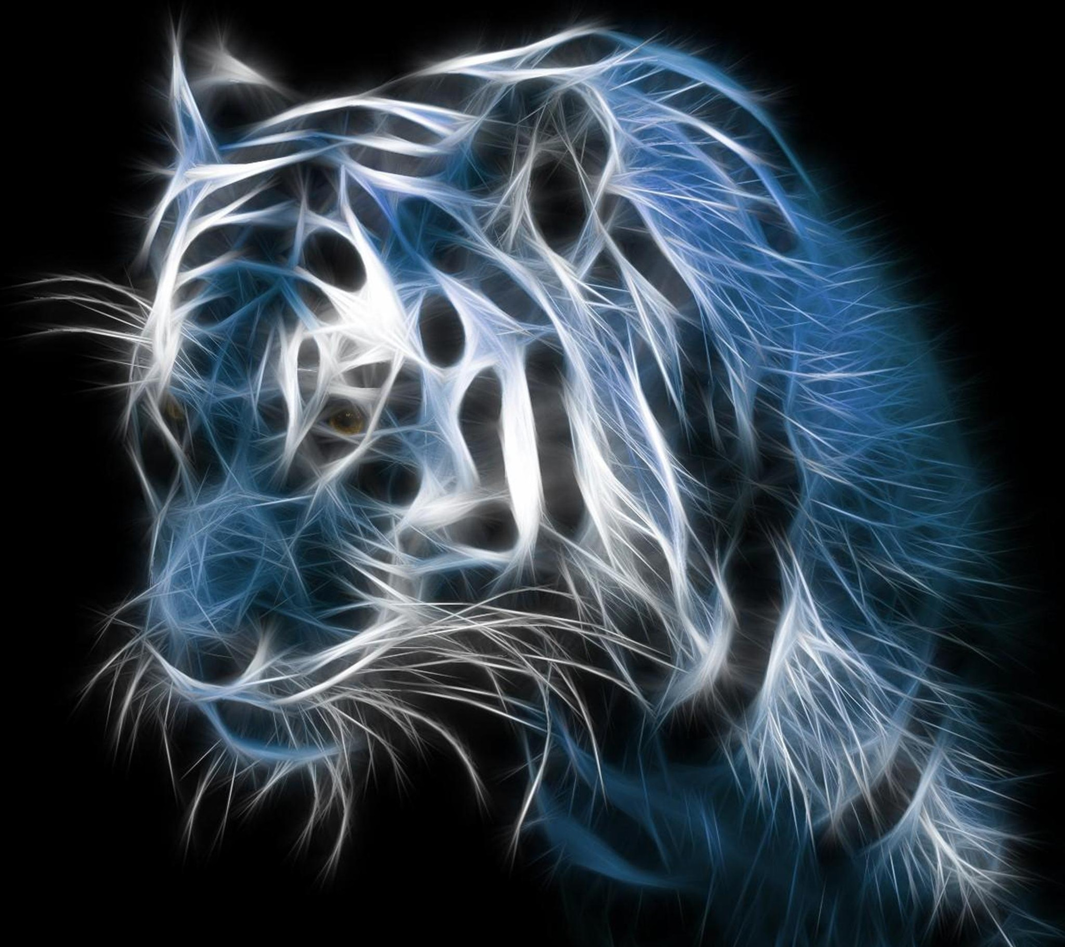Tigre luminosa blu fractal, 2160x1920 2K, PC