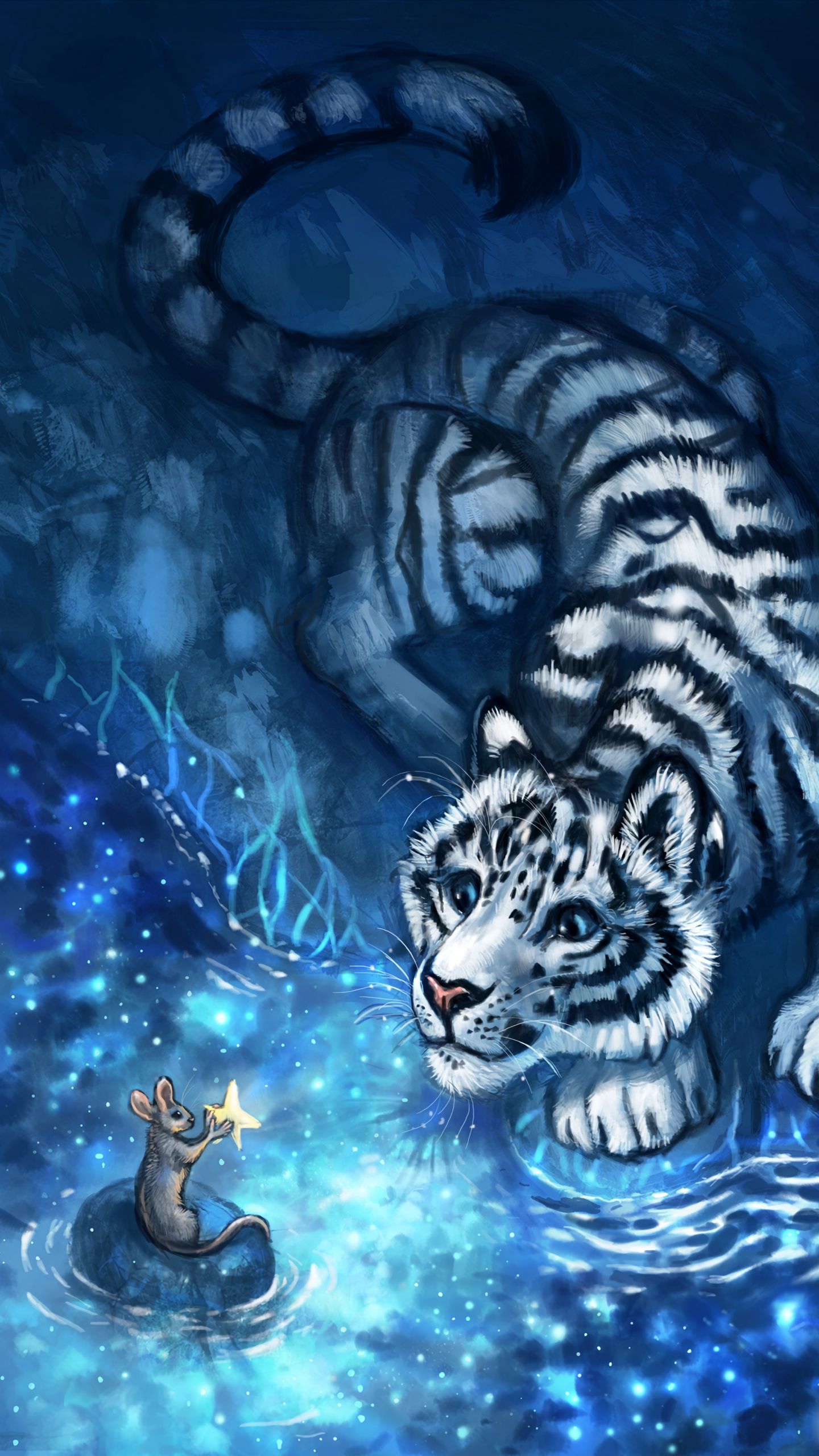 Tigre bianca e topolino, 1440x2560 Full HD Verticale, iPhone