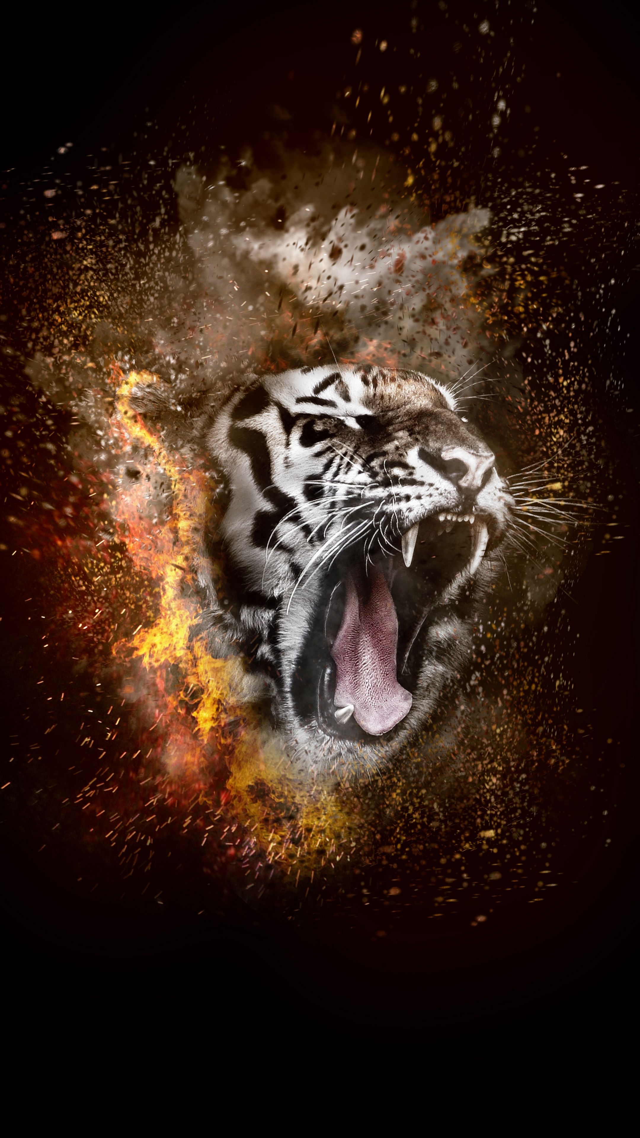 Tigre effetto fractal luminoso, 1080x1920 Verticale, Mobile