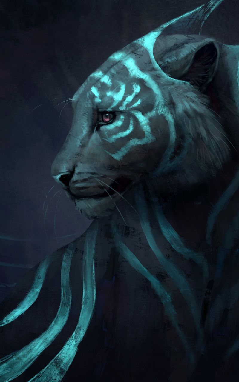 Tigre bioluminescente blu fantasy, 800x1280 Verticale, Xiaomi