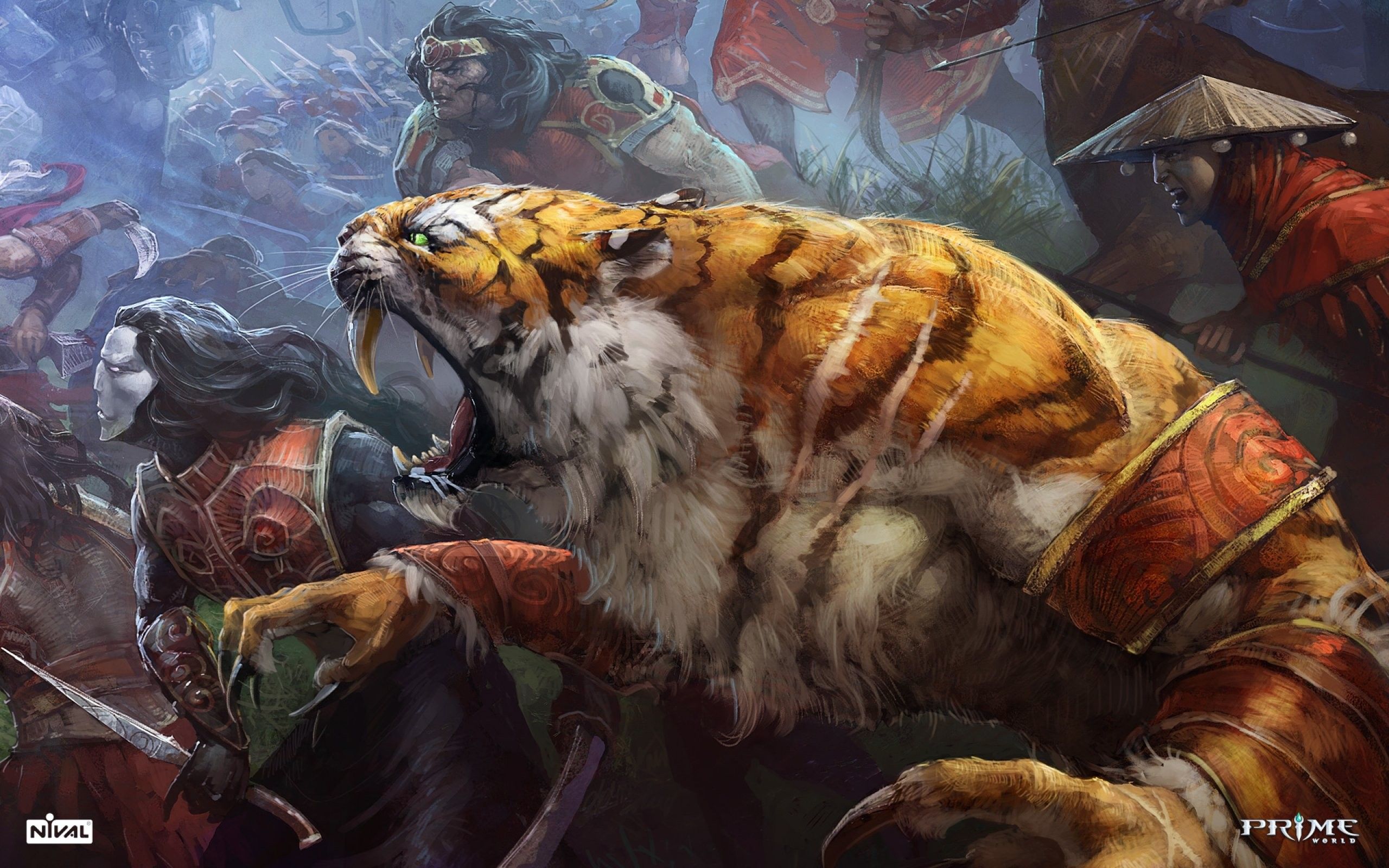 Tigre guerriera in battaglia, 2560x1600 2K, PC