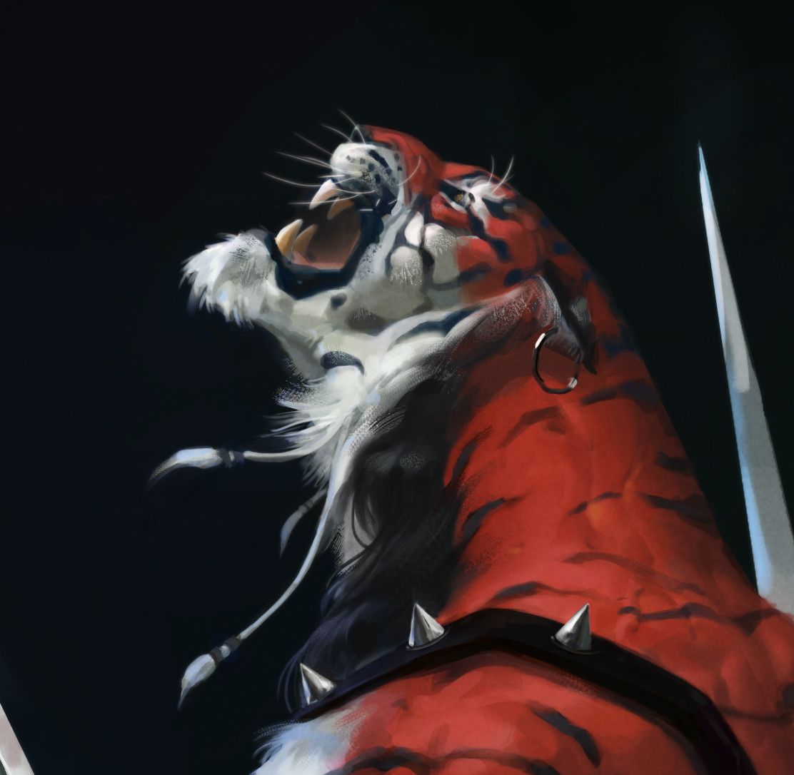 Guerriera con tigre bianca, 3840x2400 4K, Desktop 4K