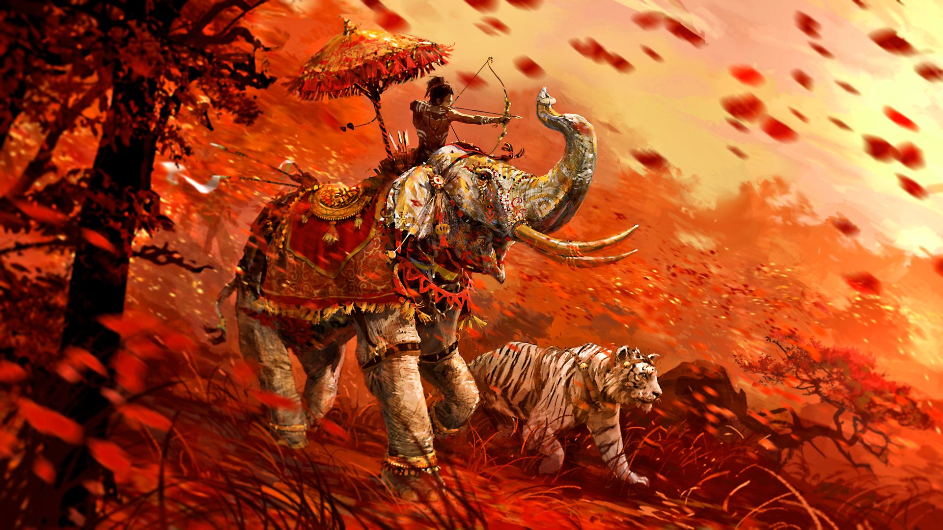 Guerriera con tigre bianca, 1680x1050 HD, Desktop