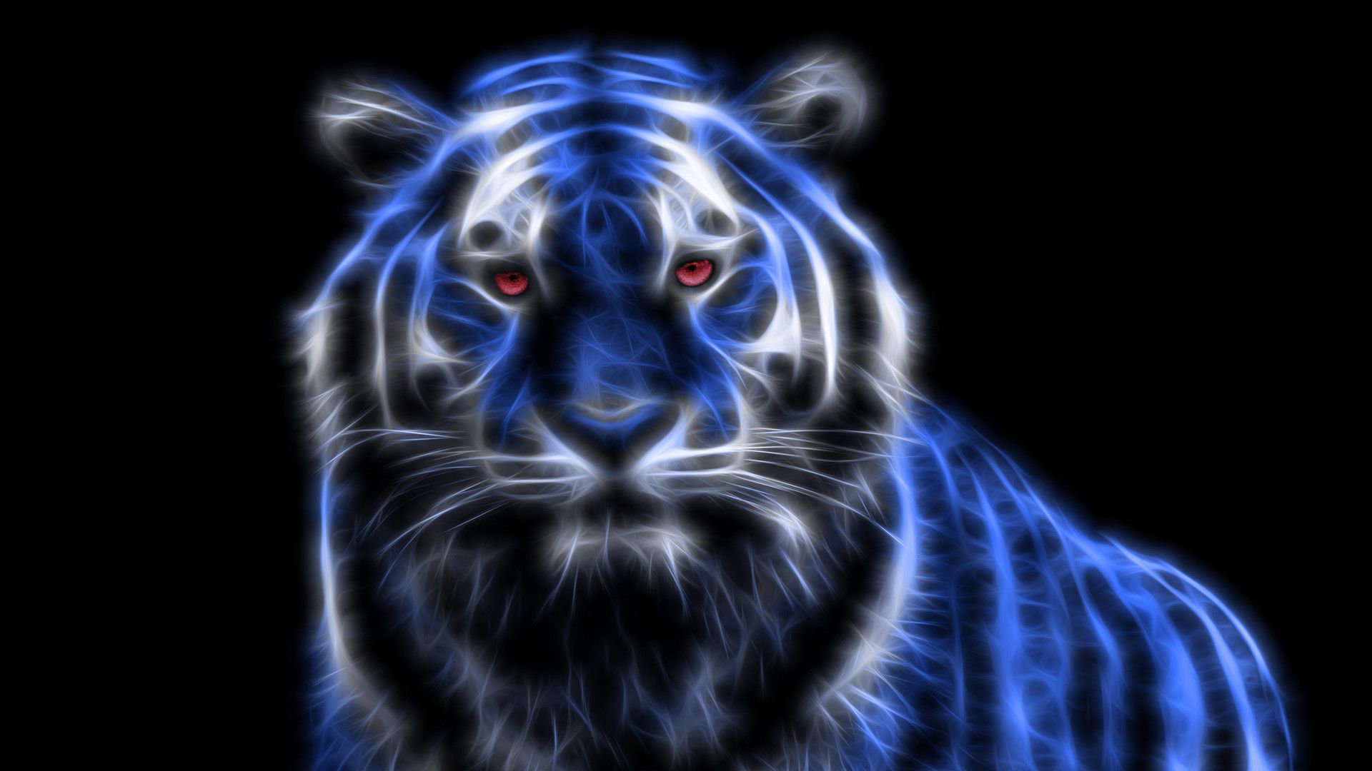 tigre blu neon occhi rossi, 1920x1080 1080p, PC