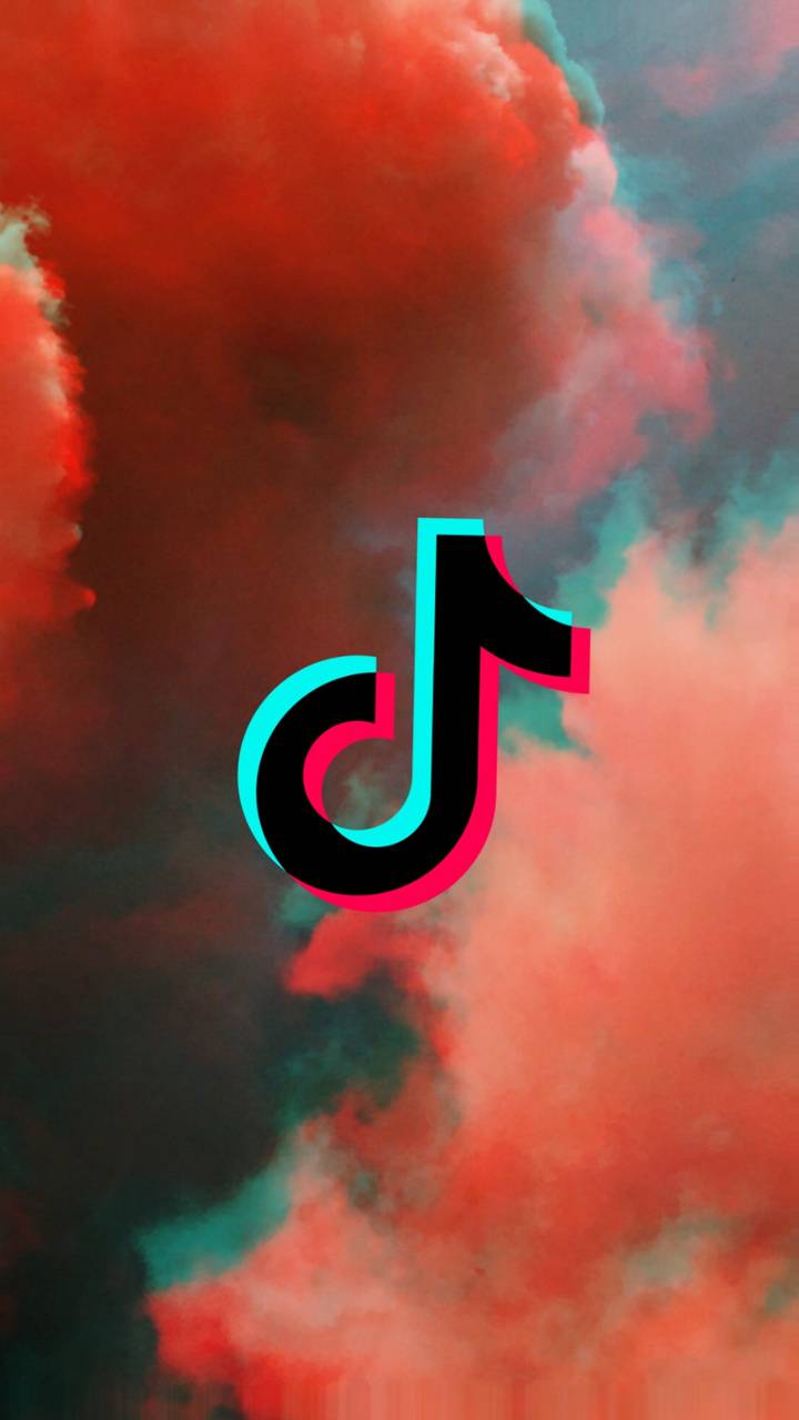 Logo TikTok su nuvole rosse, 720x1280 Verticale, Mobile