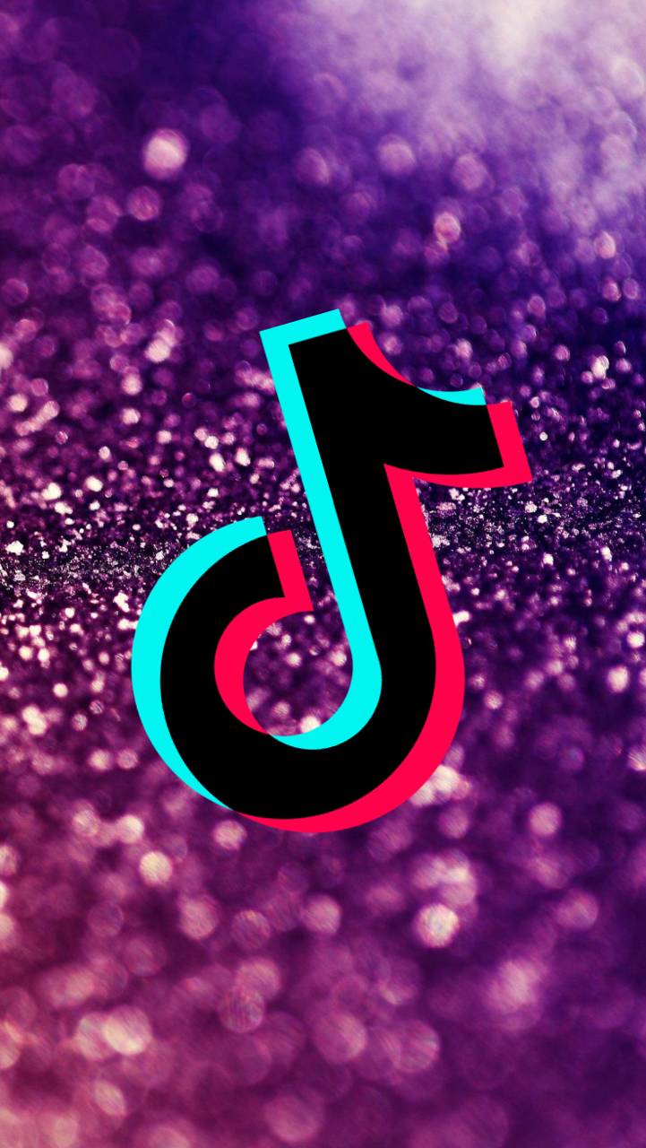 Logo TikTok su glitter viola, 721x1280 Verticale, Telefono