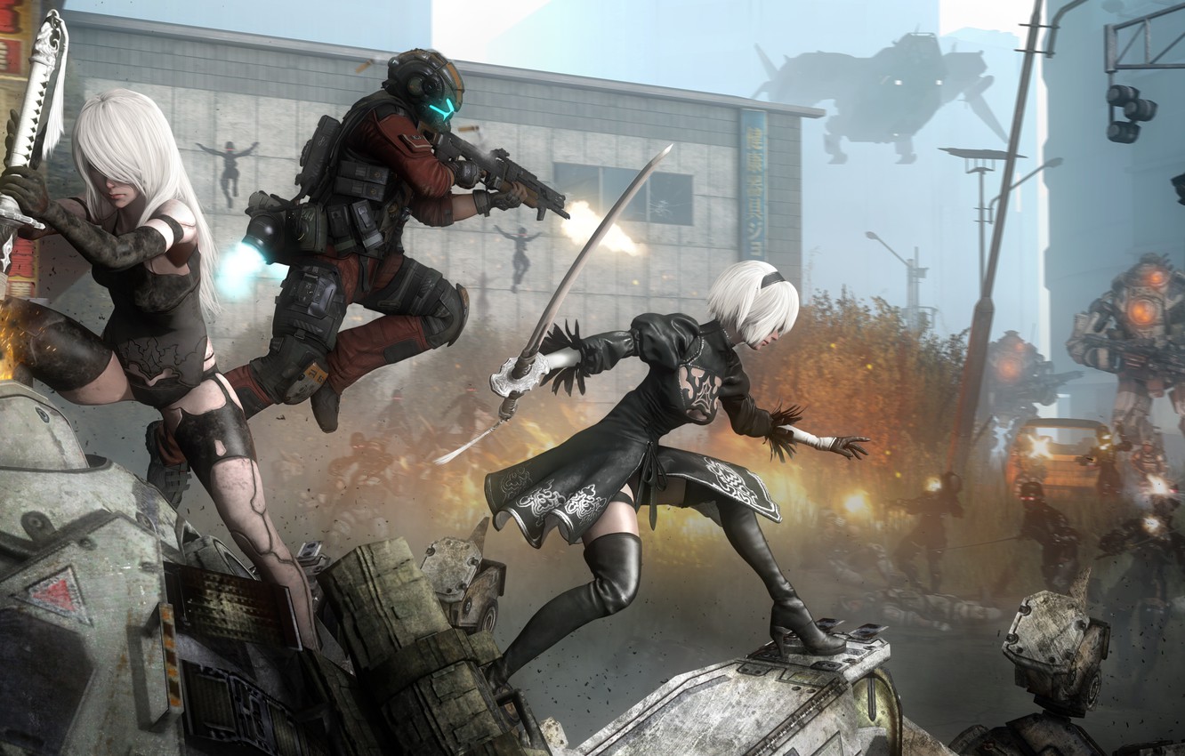 Pilota Titanfall e 2B Nier, 1332x850 720p, MacBook Air