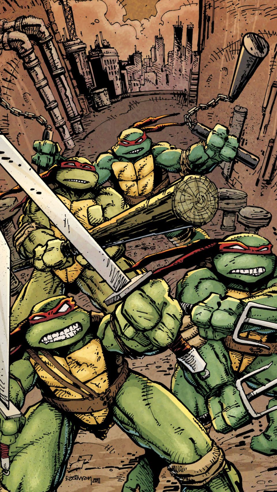Tartarughe Ninja fumetto azione, Leonardo e Raffaello, 960x1704 Verticale, Telefono