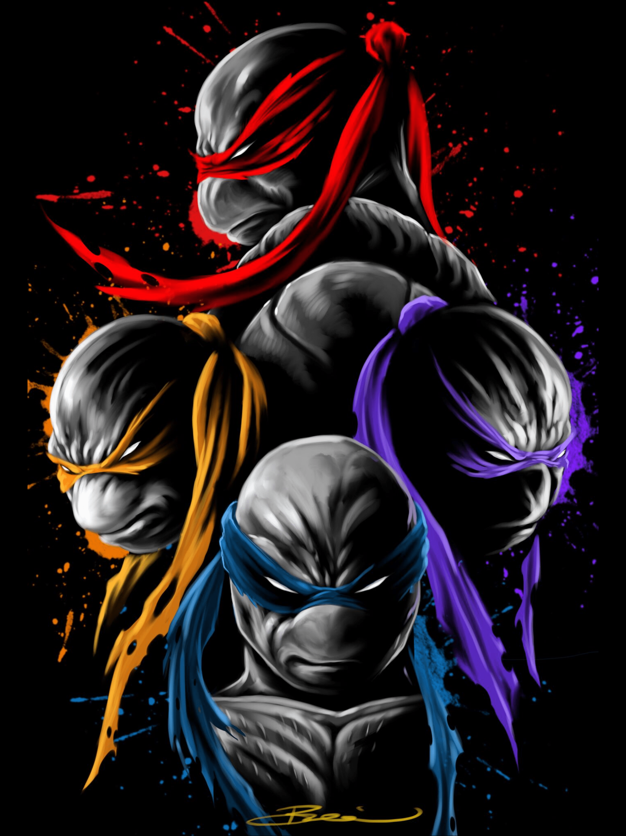 Tartarughe Ninja teste maschere colorate, 2000x2668 Full HD Verticale, Smartphone