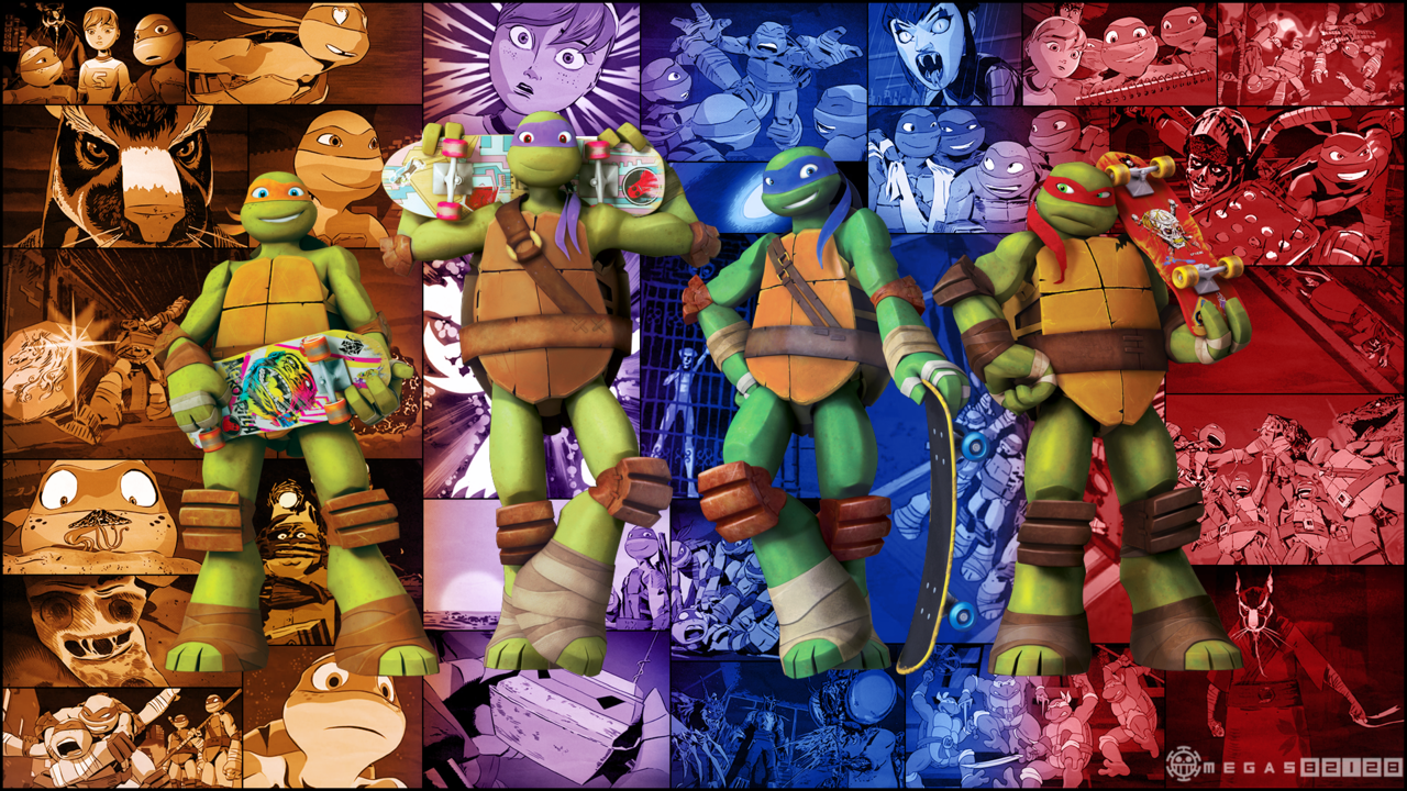 Tartarughe Ninja personaggi collage, 1280x720 HD, Desktop