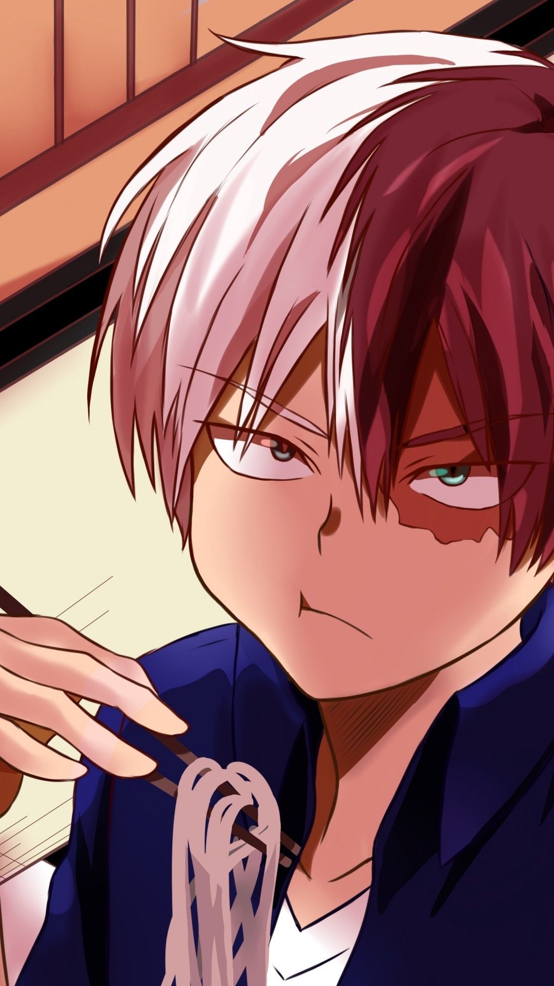 Todoroki Shouto mangia noodles, 1080x1920 Verticale, iPhone Pro