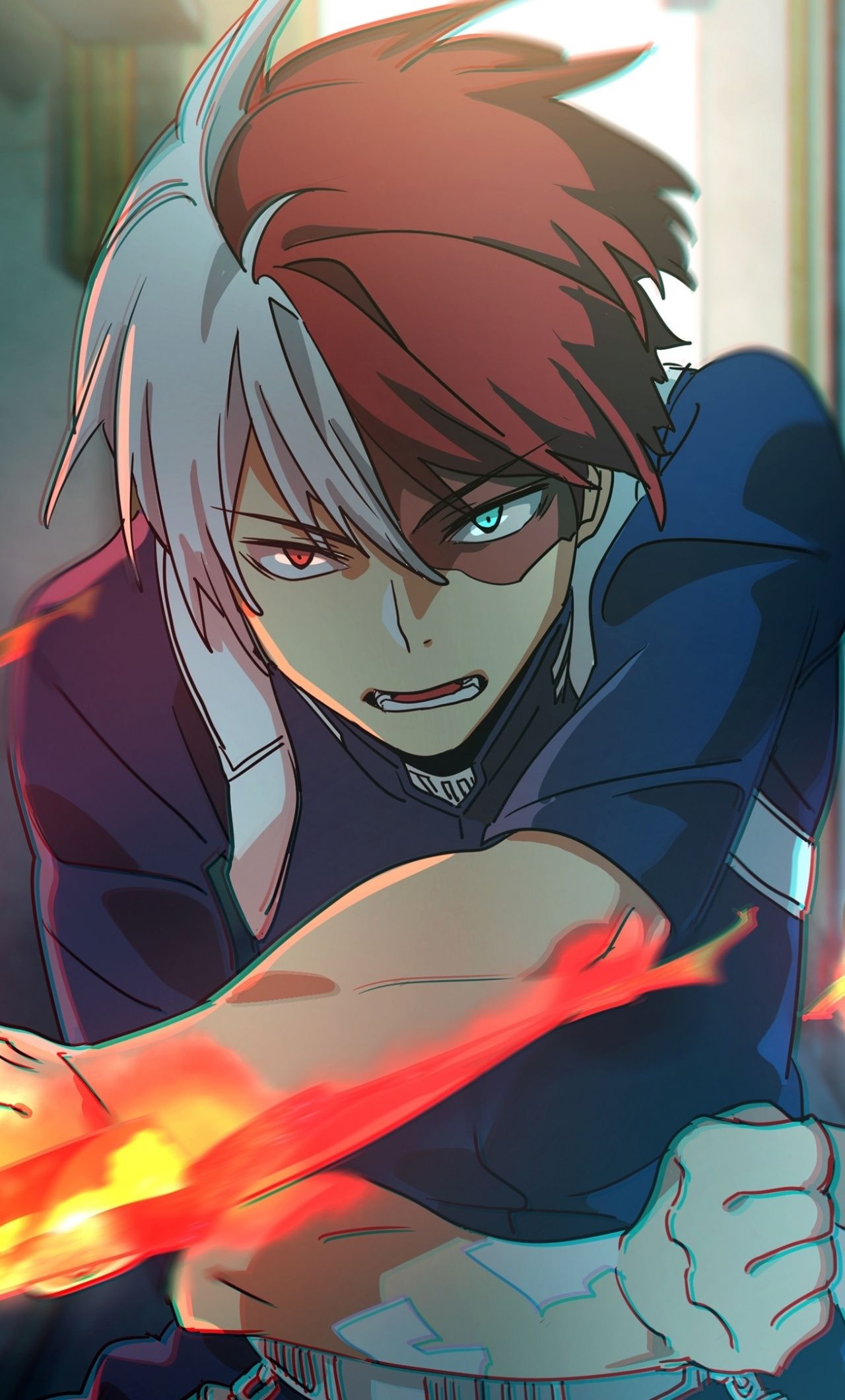 Shoto Todoroki, My Hero Academia, anime shonen, 1280x2120 Verticale, iPhone Pro Max