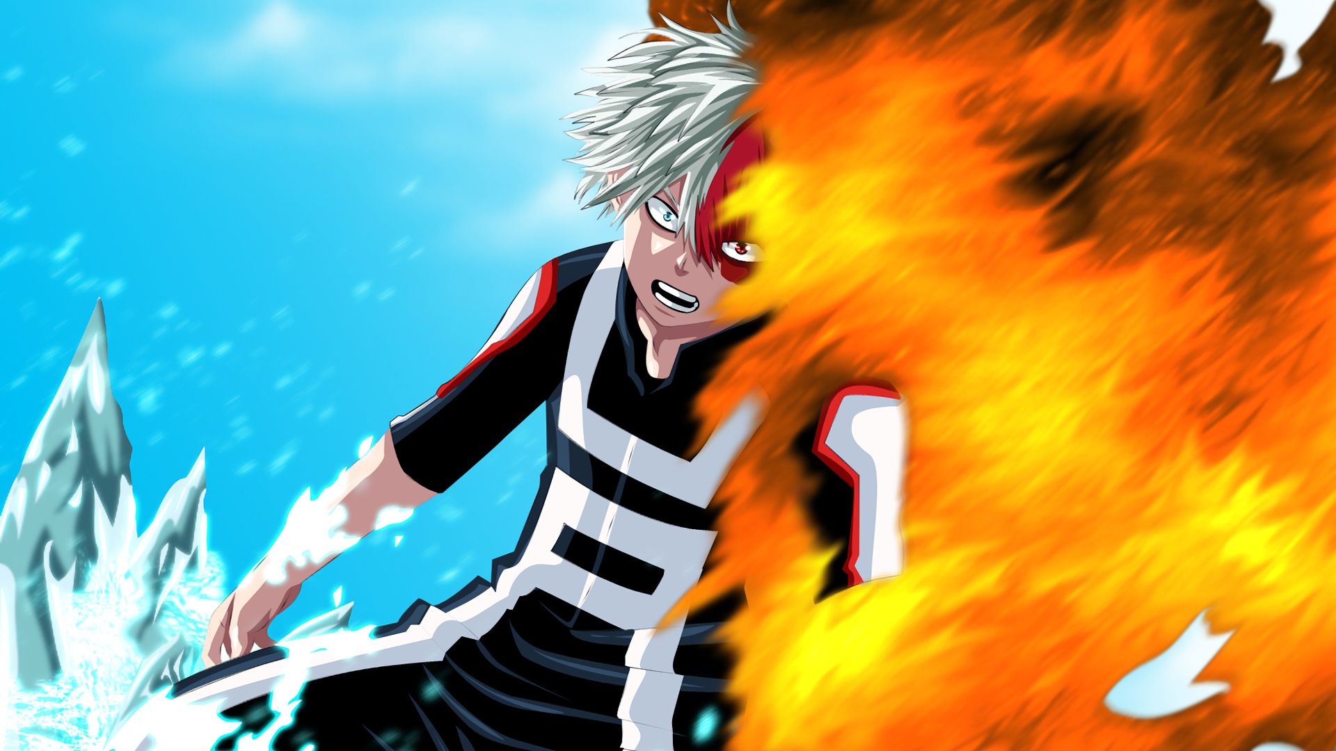 Todoroki Shouto fuoco ghiaccio, 1920x1080 Full HD 1080p, Desktop