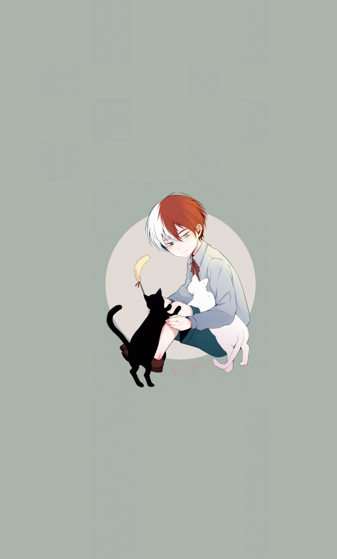 Shouto Todoroki bambino con gatti, 1280x2120 Full HD Verticale, iPhone Pro Max