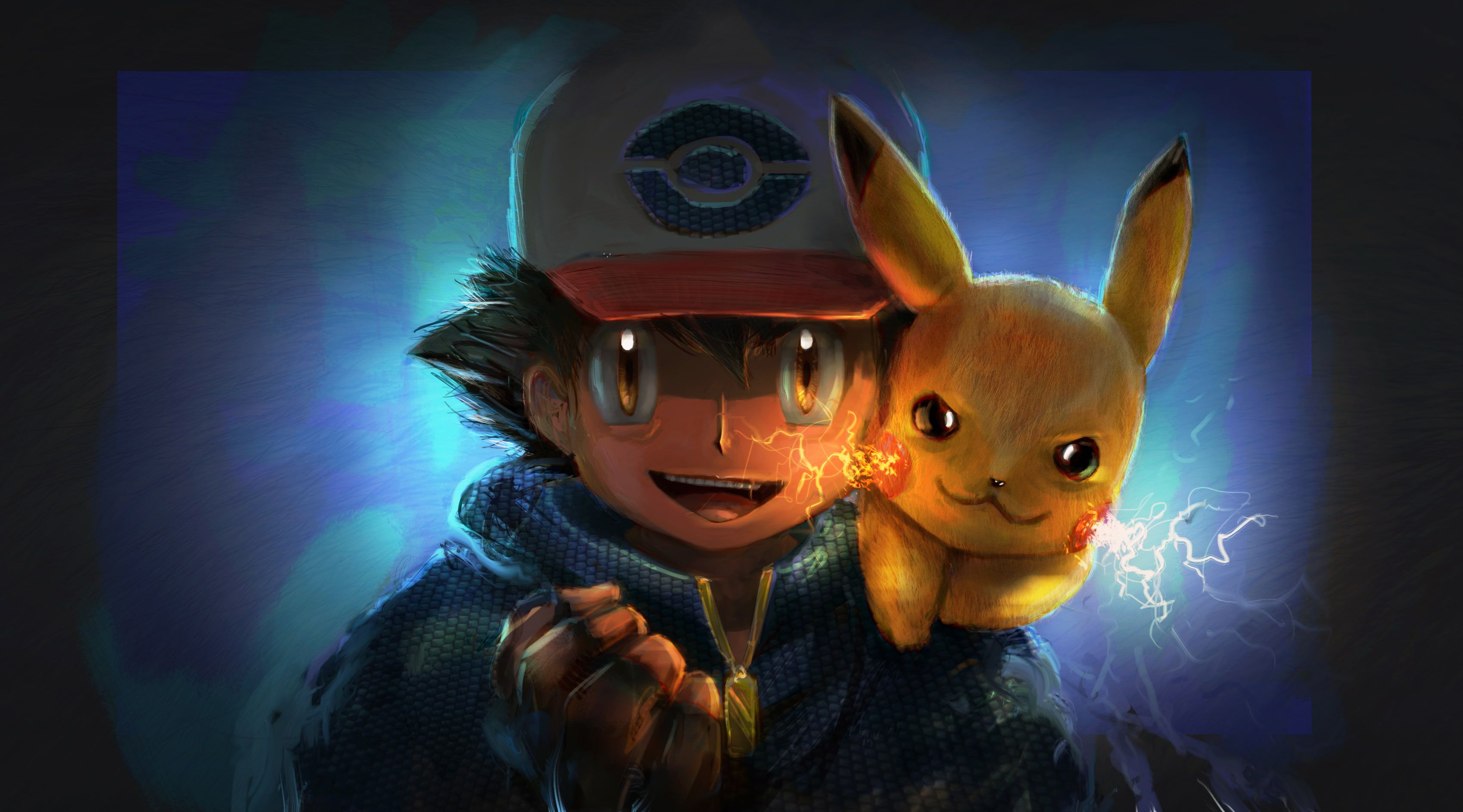 Ash e Pikachu Pokémon, 3396x1885 2K+, Monitor Gaming