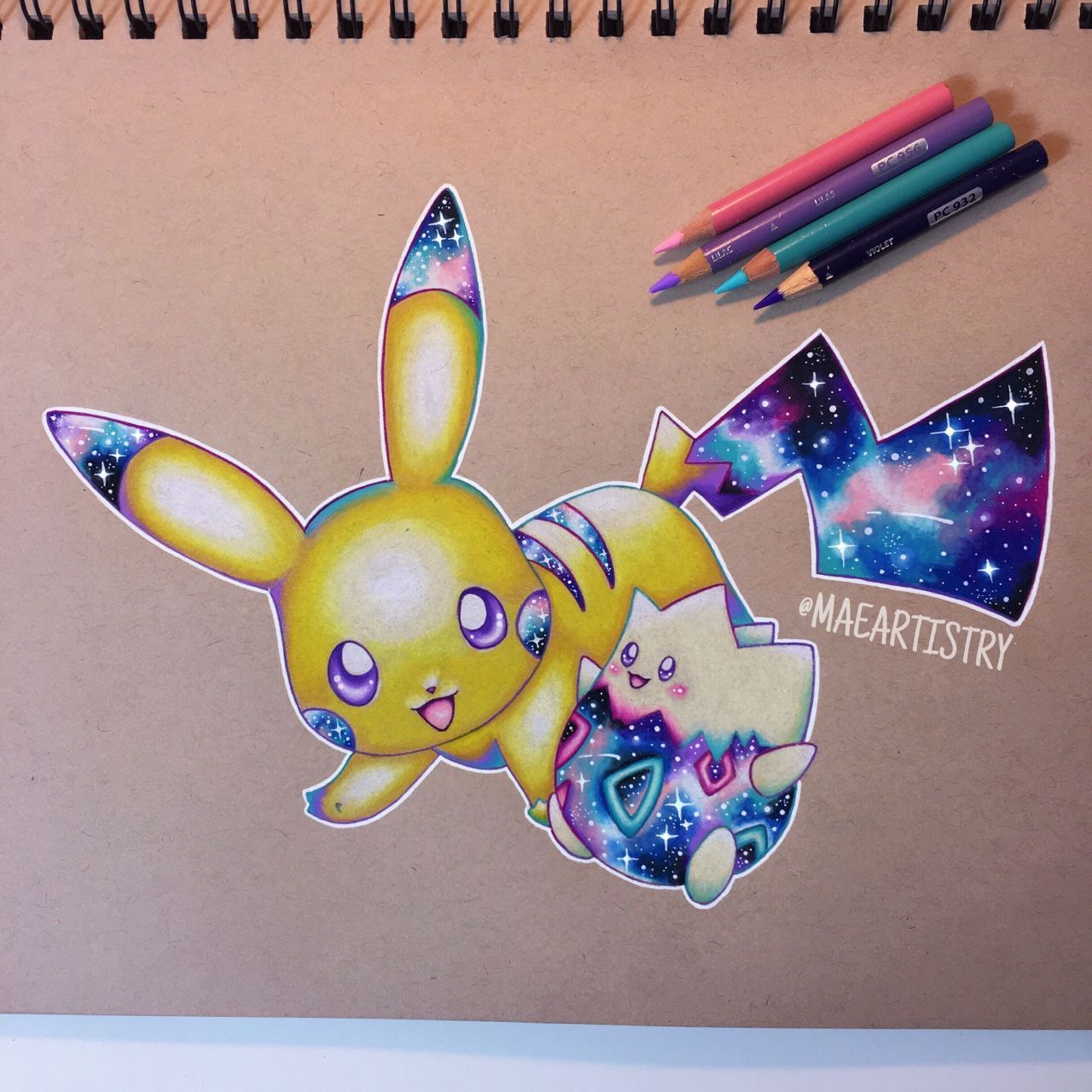 Pikachu e Togepi disegno galassia, 1280x1280 HD, Desktop