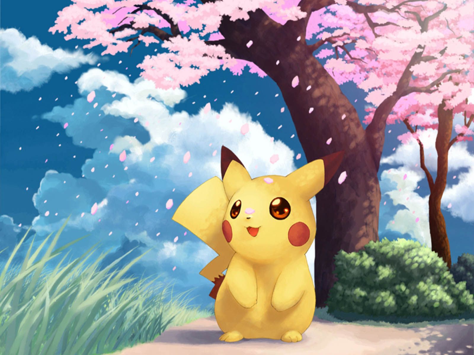 Pikachu sotto albero di sakura, 1600x1200 HD, Laptop