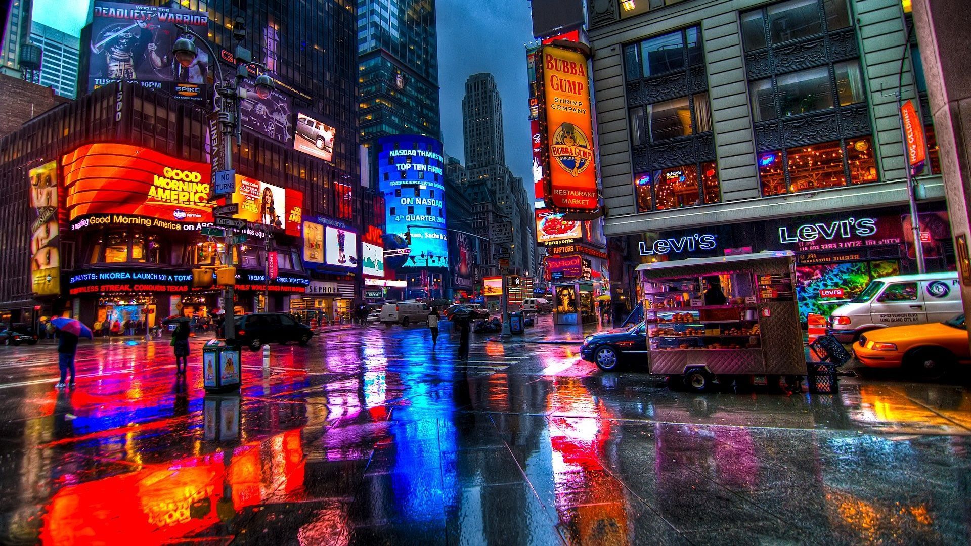 Città notturna piovosa neon, 1920x1080 Full HD, PC