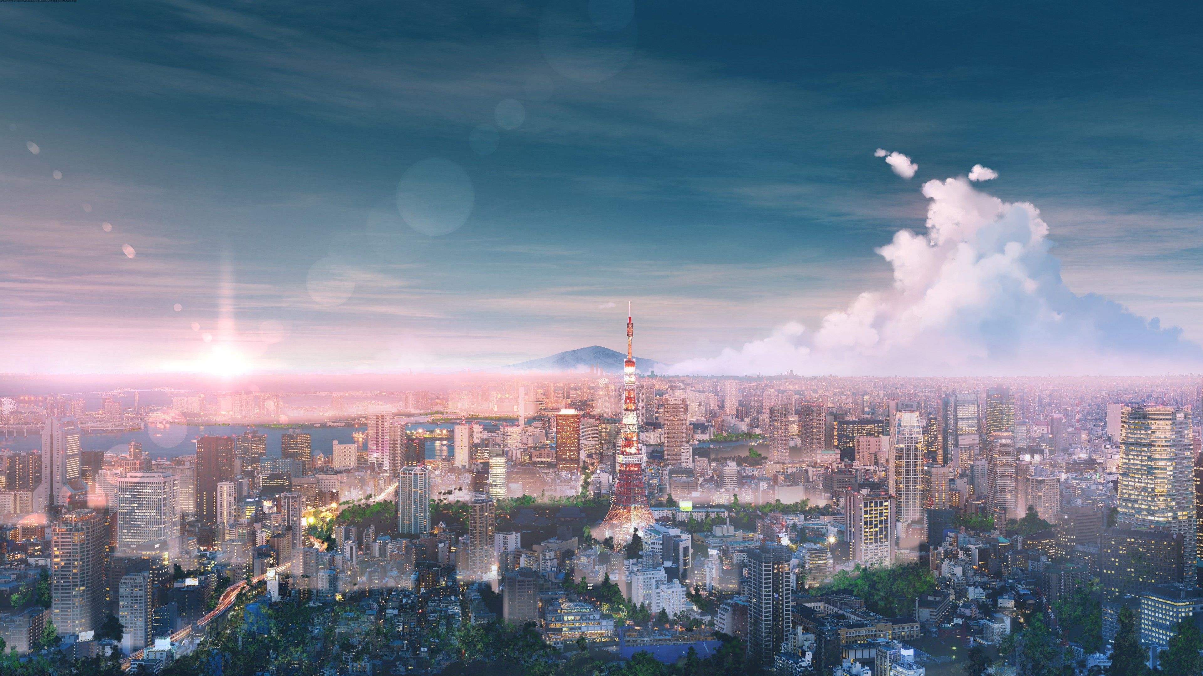 Tokyo notturna stile anime, 2450x1476 alta risoluzione, Laptop