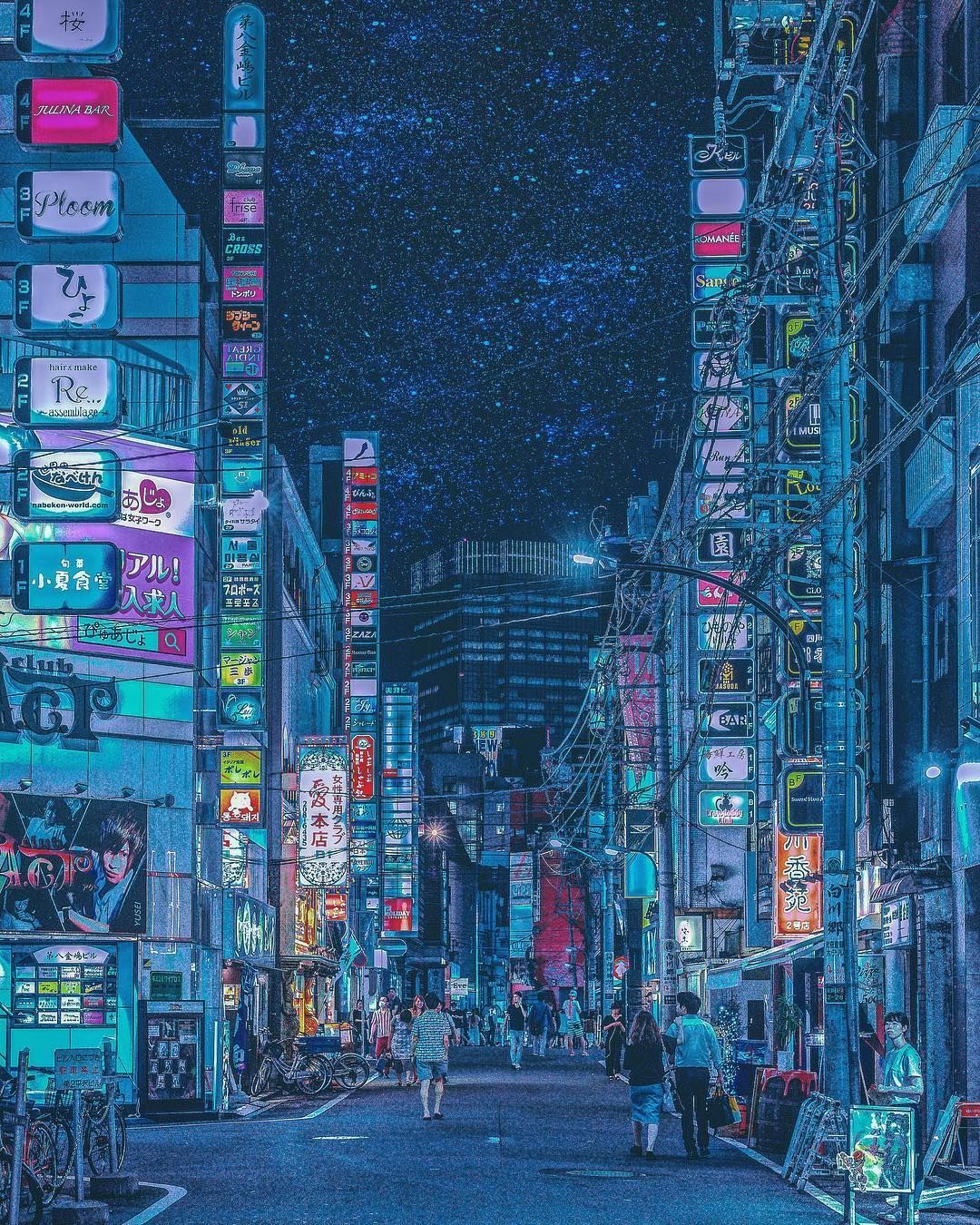 Strada di Tokyo notturna neon, 1080x1350 Verticale, Mobile