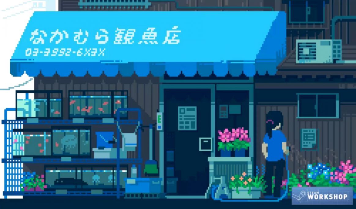 Negozio pixel art Tokyo notturno, 1164x684 HD, Desktop