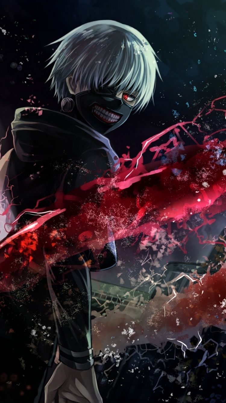Kaneki Ken Tokyo Ghoul, anime, 750x1334 Verticale, Telefono