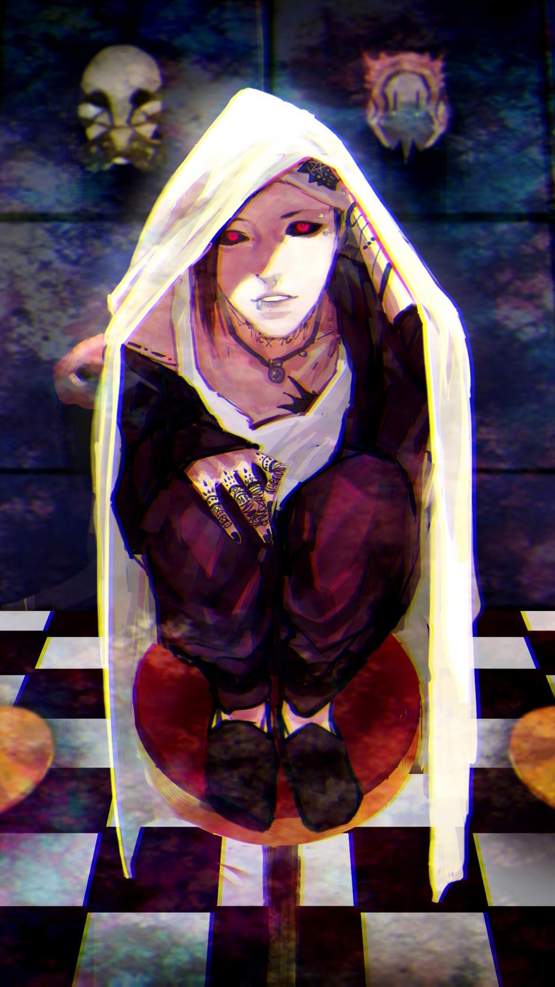 Personaggio Tokyo Ghoul con cappuccio, 1080x1920 Verticale, iPhone