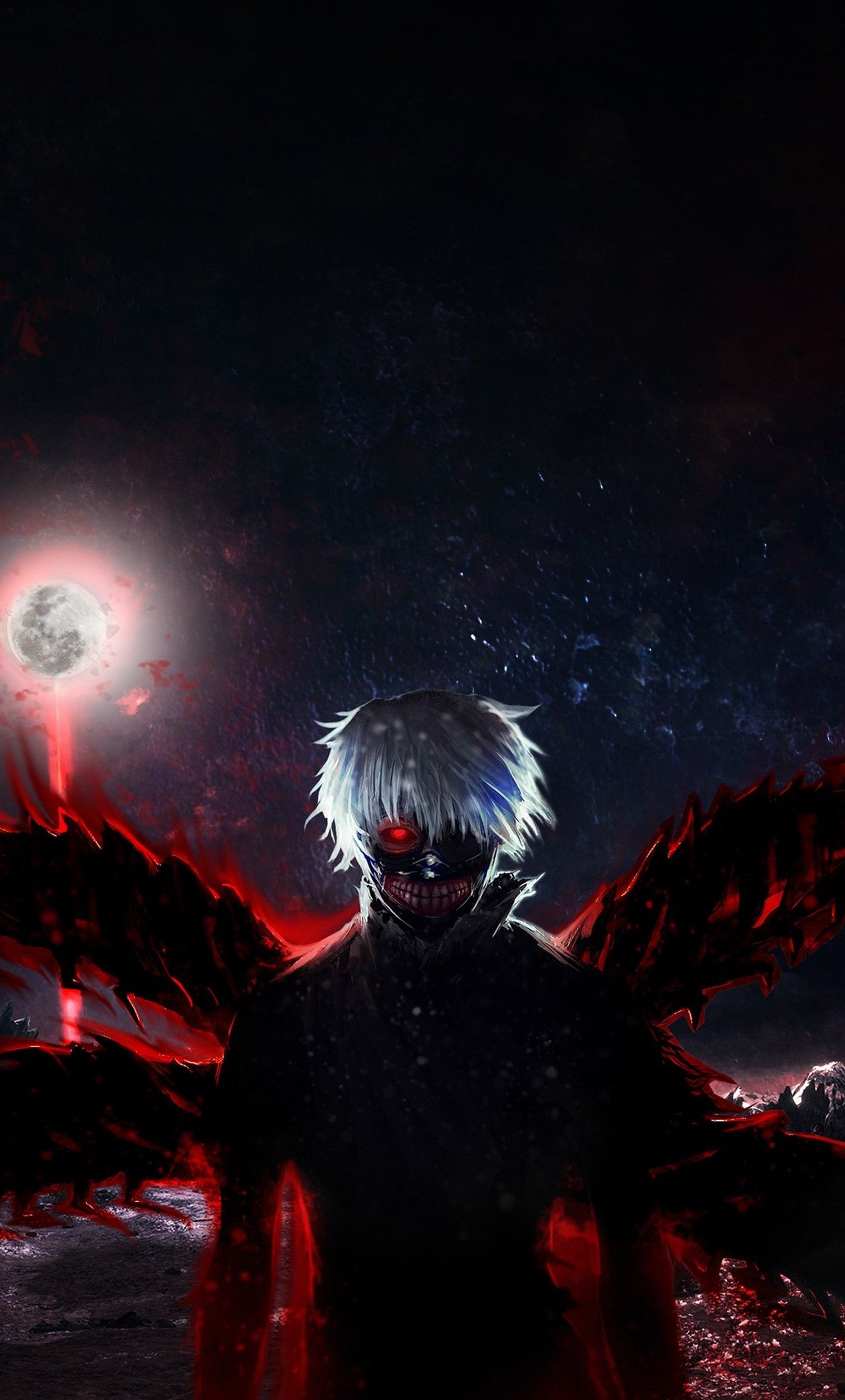 Kaneki Tokyo Ghoul ali rosse, 1280x2120 Full HD Verticale, iPhone Pro