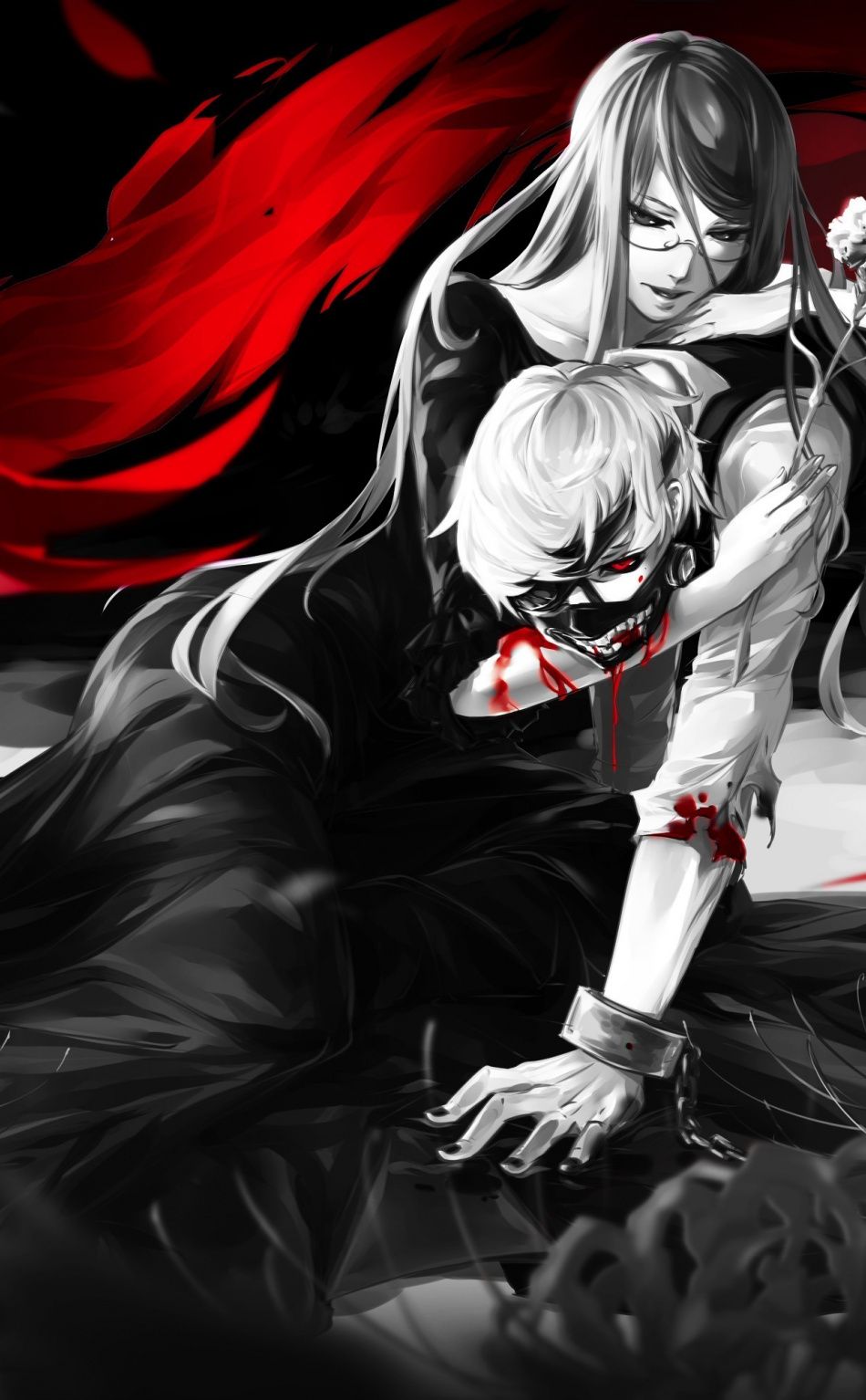 Ken Kaneki e Rize, Tokyo Ghoul, 950x1534 Full HD Verticale, iPhone Pro Max