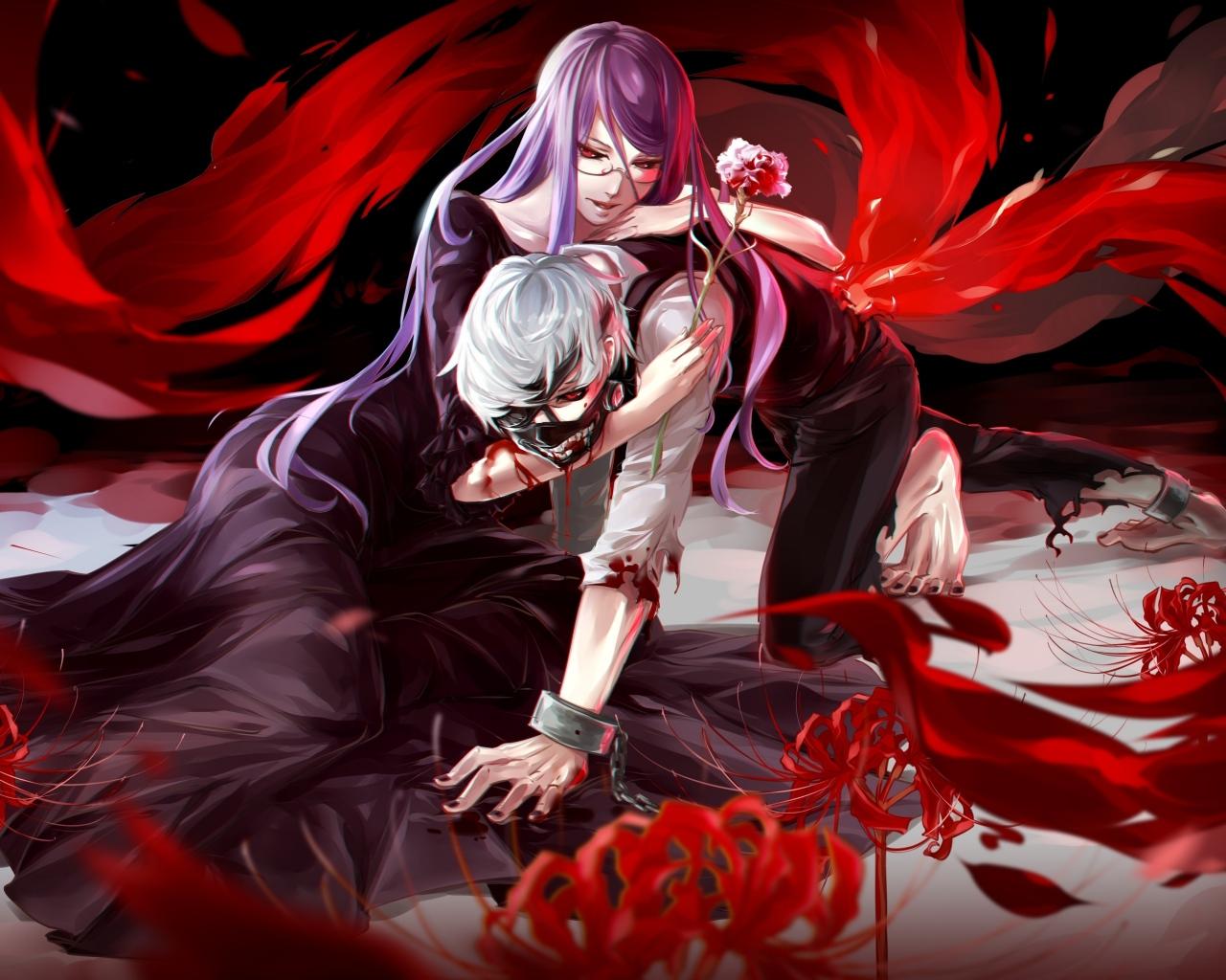 Ken Kaneki e Rize, Tokyo Ghoul, 1280x1024 720p, PC