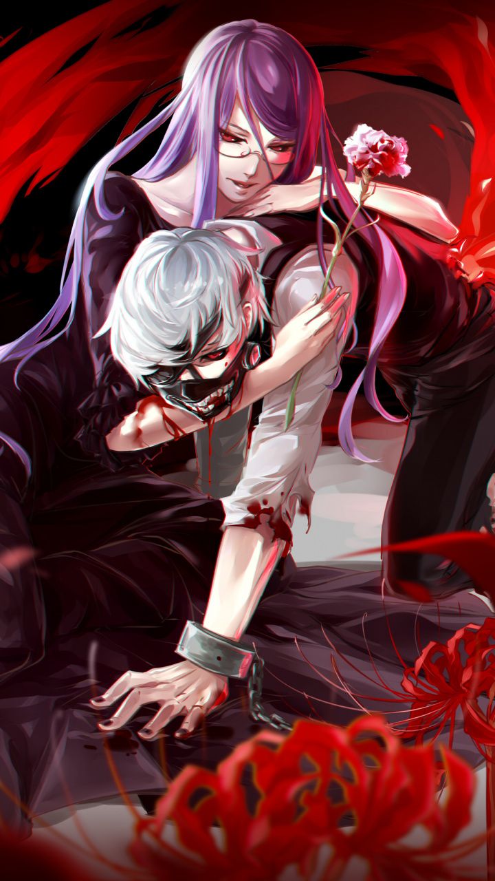 Kaneki e Rize, Tokyo Ghoul, 720x1280 Verticale, Mobile