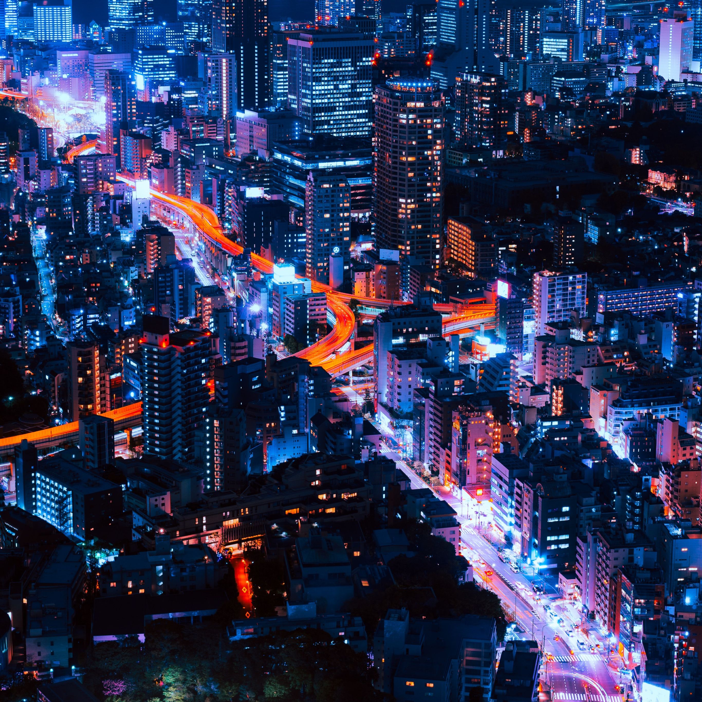 Skyline Tokyo notturno con luci, 2732x2732 2K+, Monitor Gaming