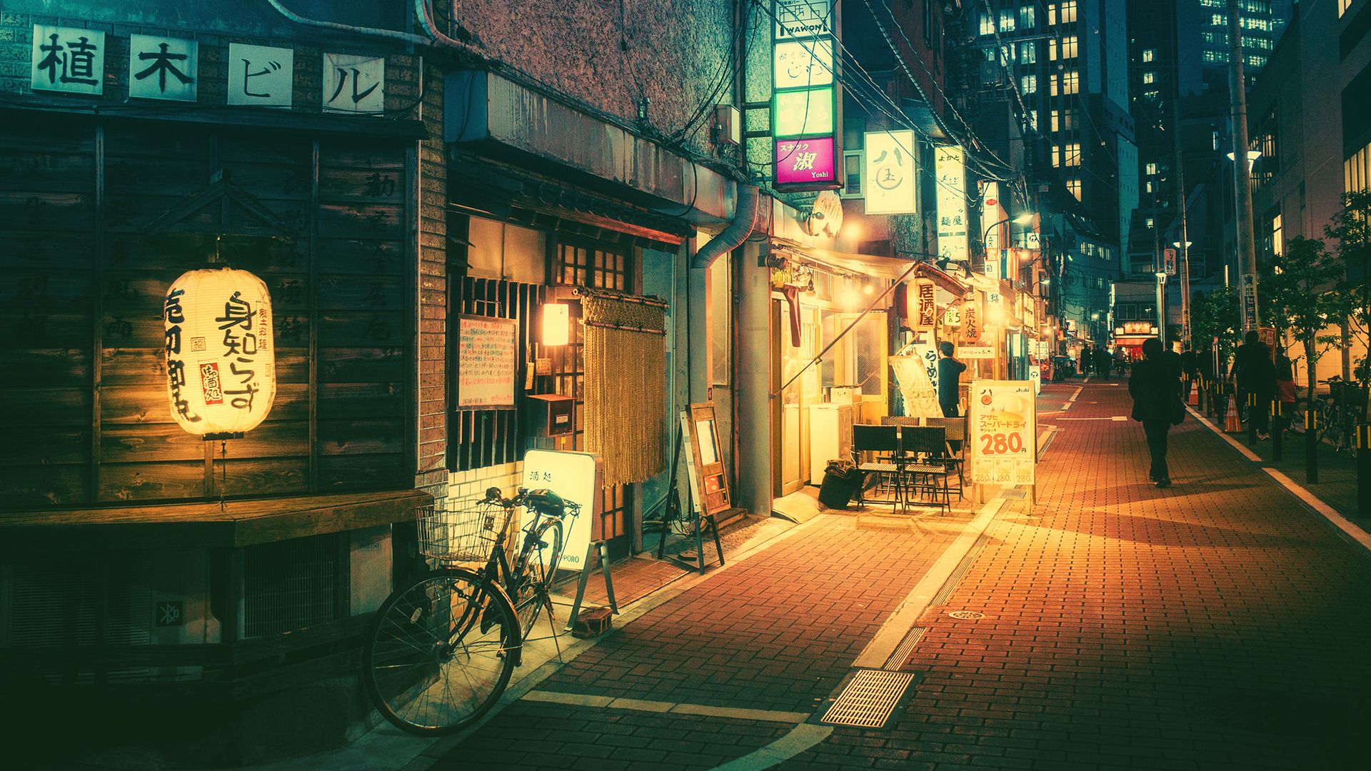 Strada notturna Tokyo con insegne, 1920x1080 Full HD, Desktop