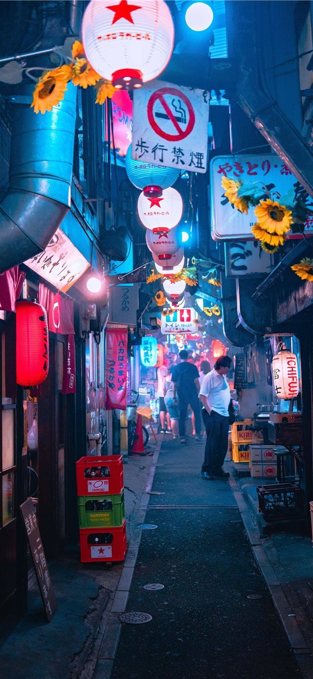 Vicolo notturno Tokyo neon, 640x1385 Verticale, Mobile