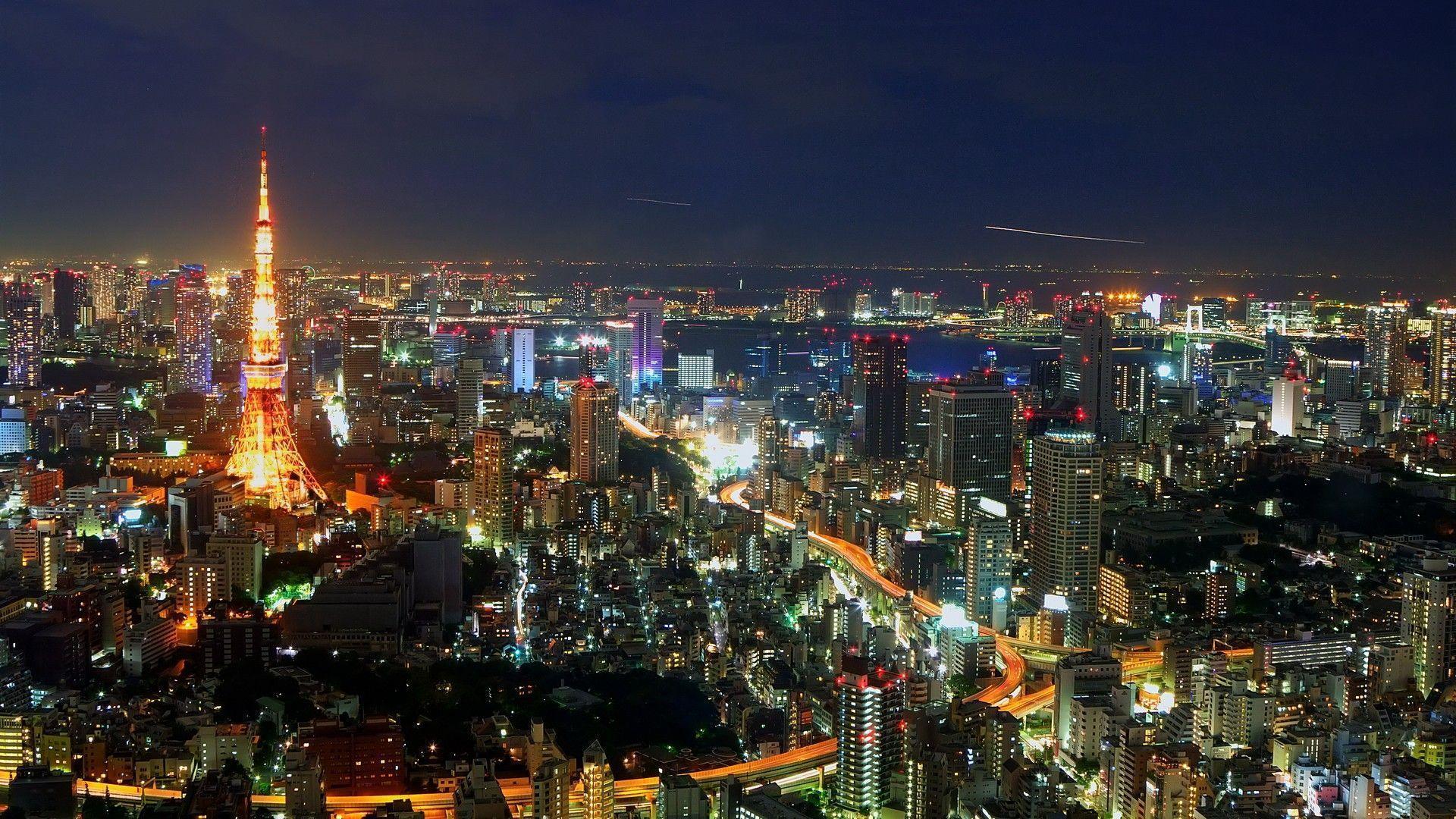 Tokyo Tower skyline notturno, 1920x1080 Full HD, PC Desktop