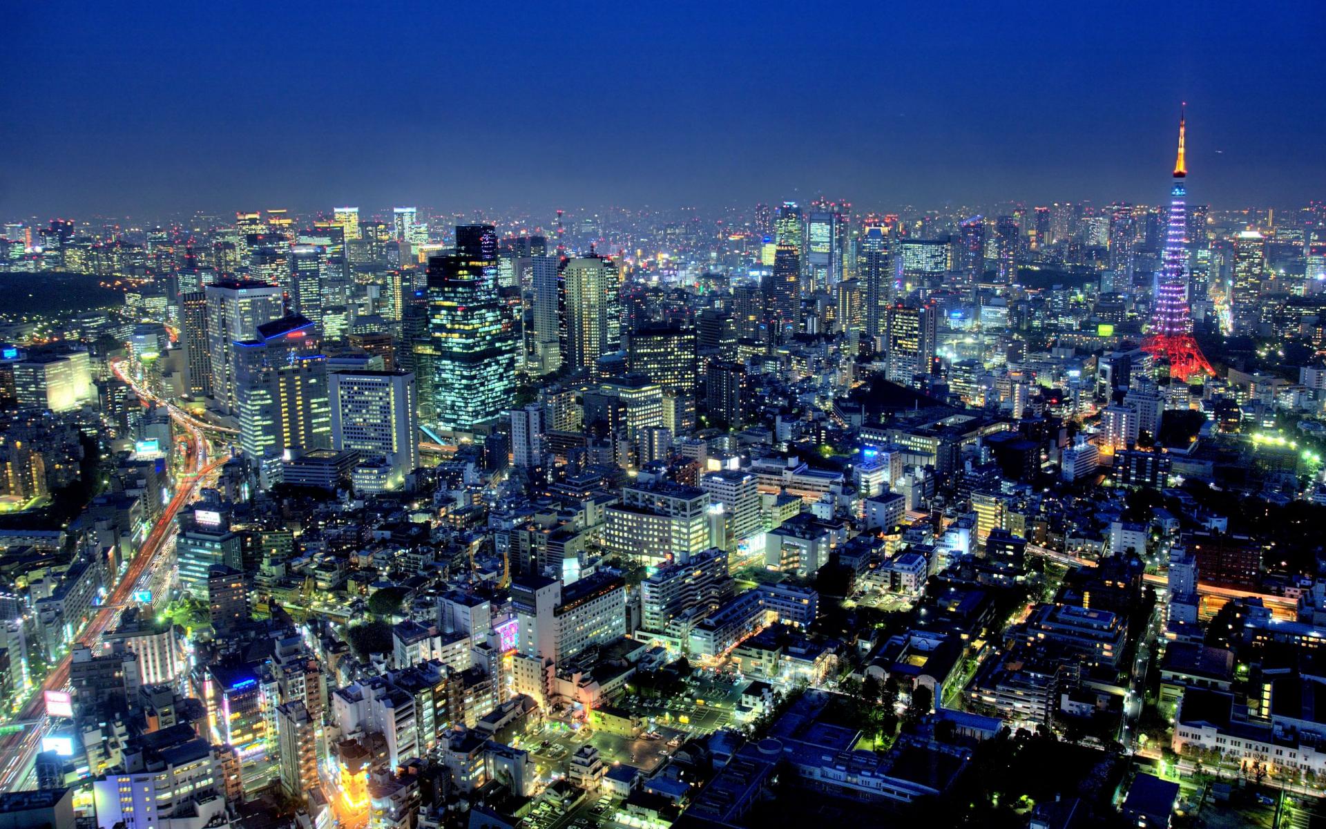Skyline notturno Tokyo, Giappone, 1920x1200 Full HD+, Desktop