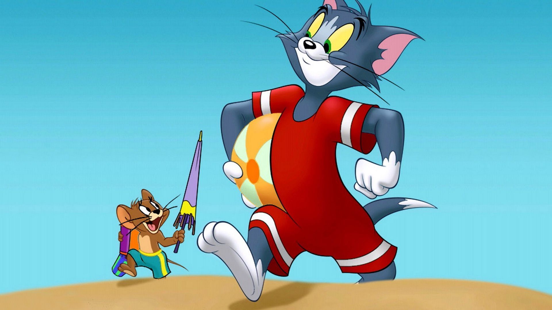 Tom e Jerry spiaggia, cartone, 1920x1080 1080p, PC