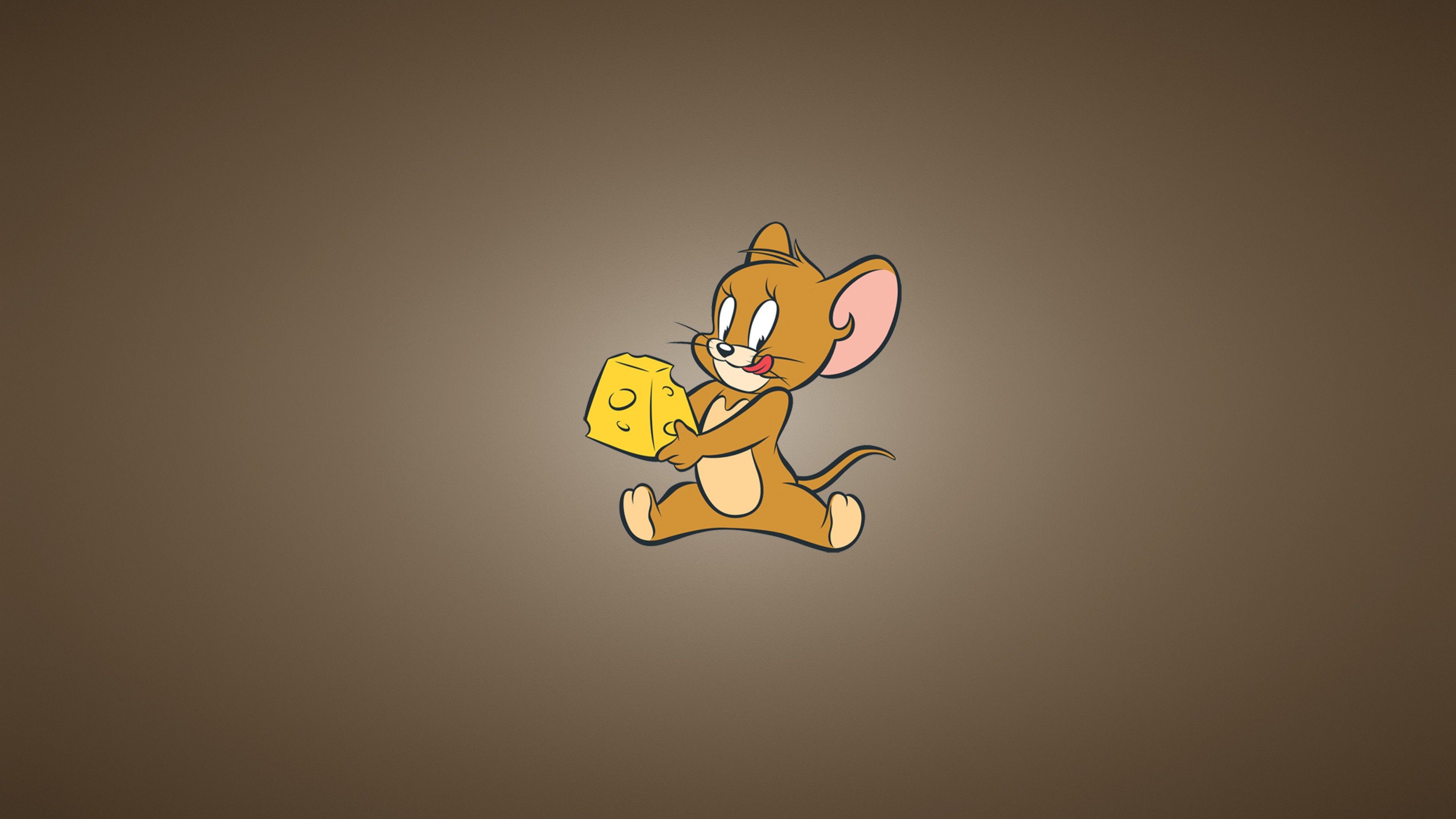 Jerry con formaggio, sfondo marrone, 3840x2160 4K Ultra HD, Monitor 4K
