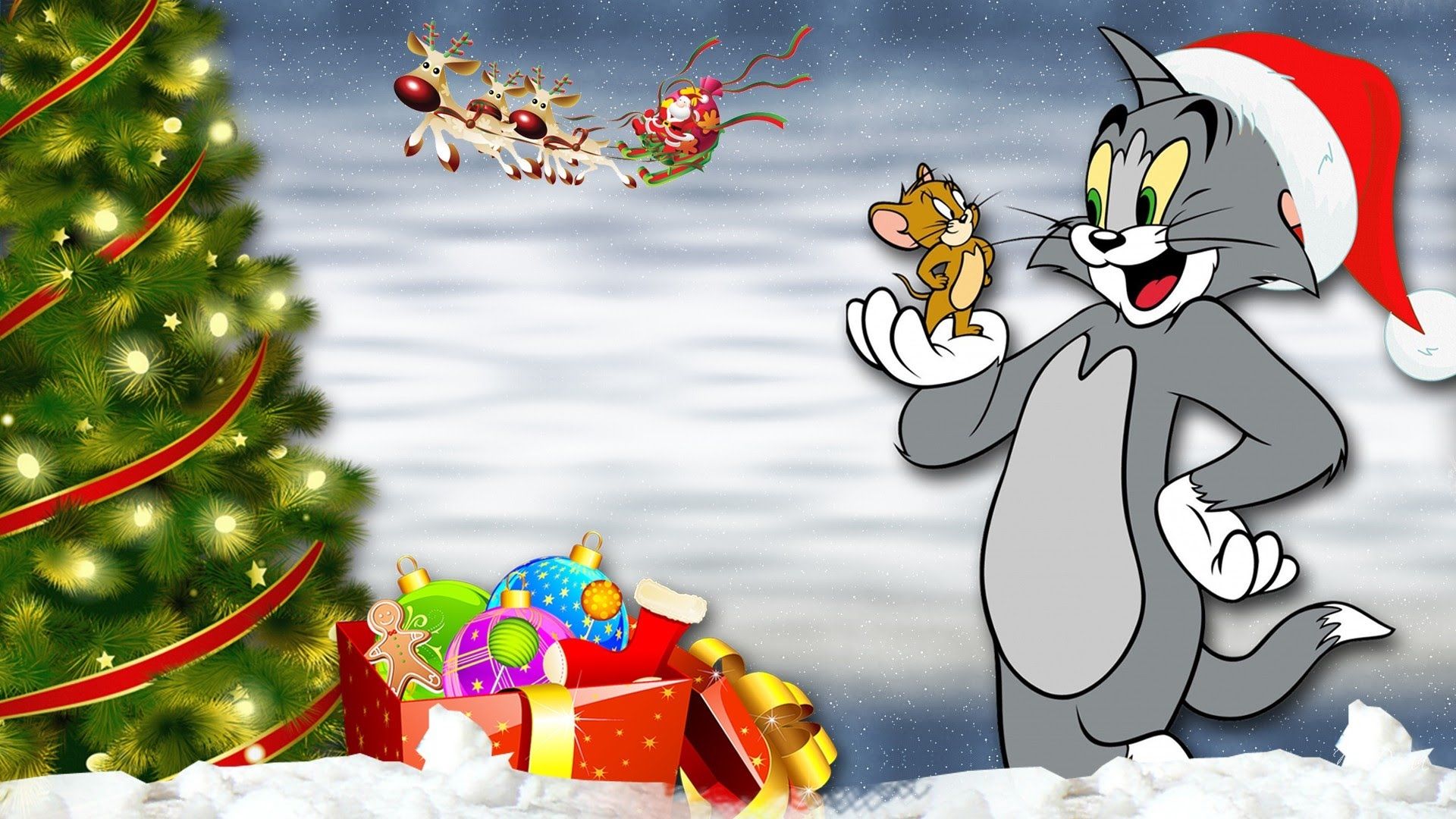 Tom e Jerry natalizio, 1920x1080 1080p, PC
