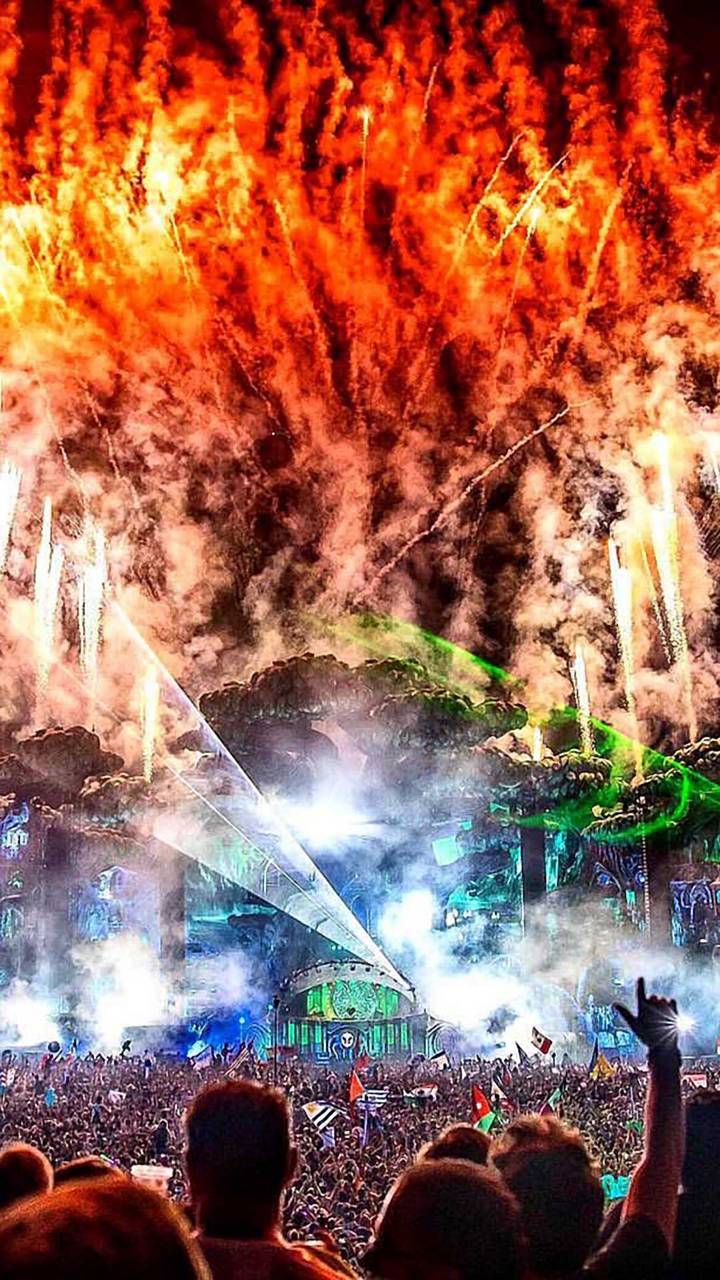 Tomorrowland palco fuochi artificio, 720x1280 Full HD Verticale, iPhone
