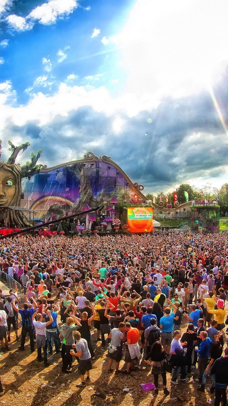 Festival Tomorrowland folla palco, 750x1334 Verticale, Telefono