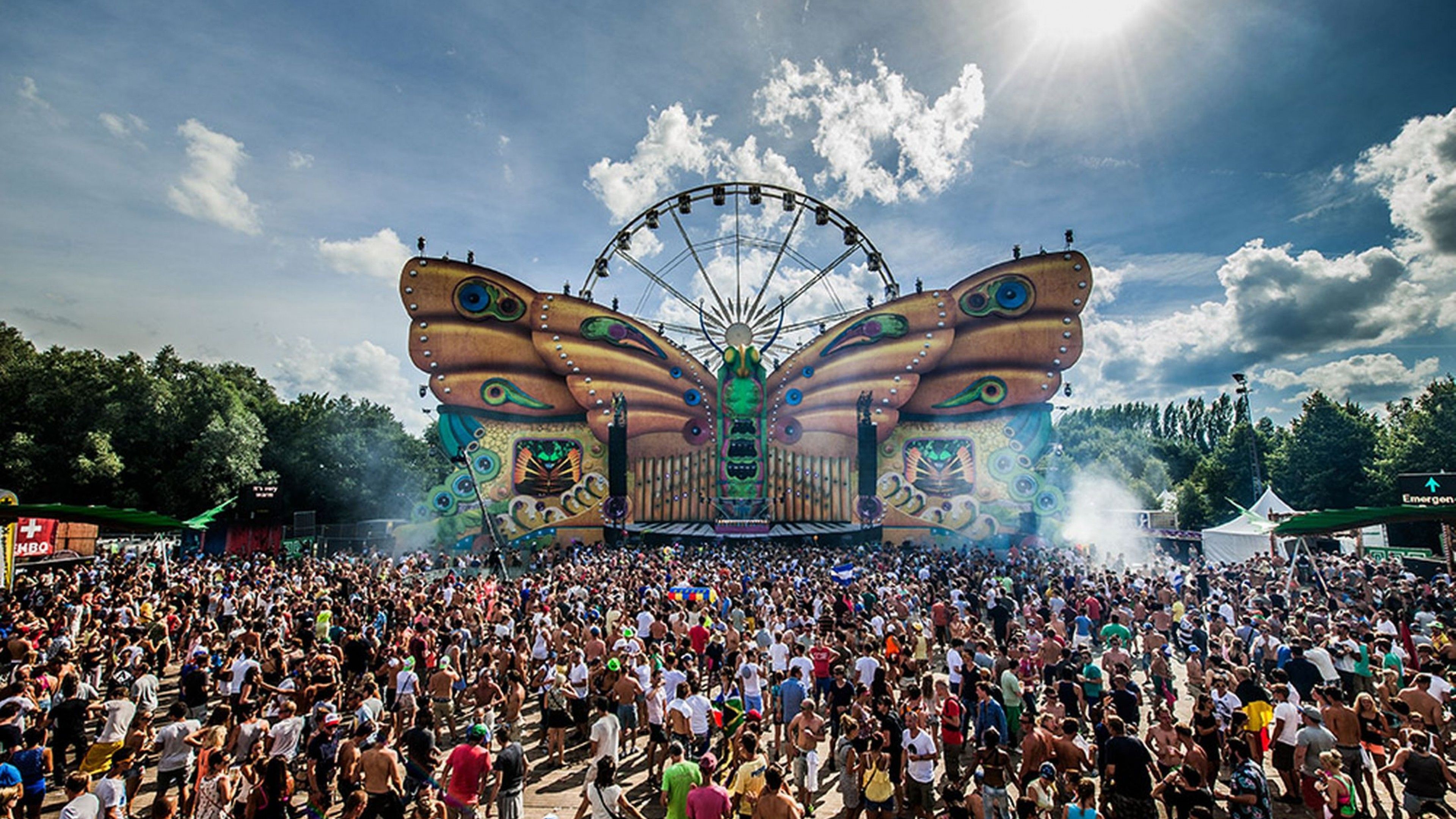 Festival Tomorrowland palco farfalla, 3840x2160 Ultra HD, Monitor 4K