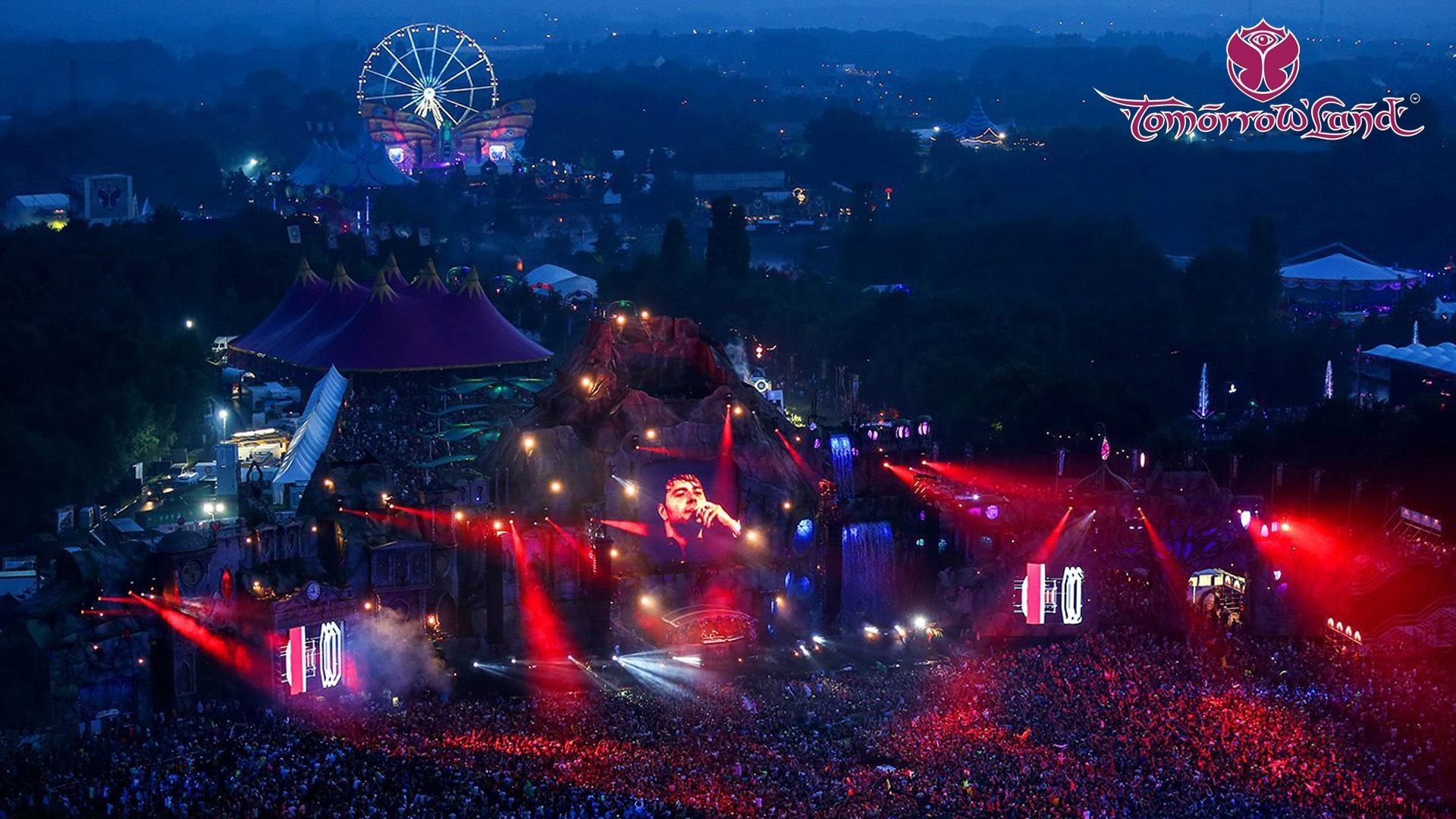 Festival Tomorrowland con folla e luci, 1920x1080 Full HD, Desktop