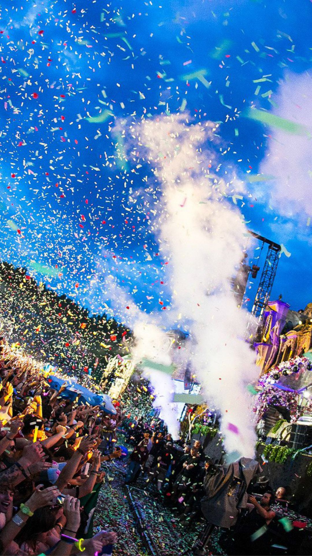 Festival EDM coriandoli folla, 1080x1920 Full HD Verticale, iPhone
