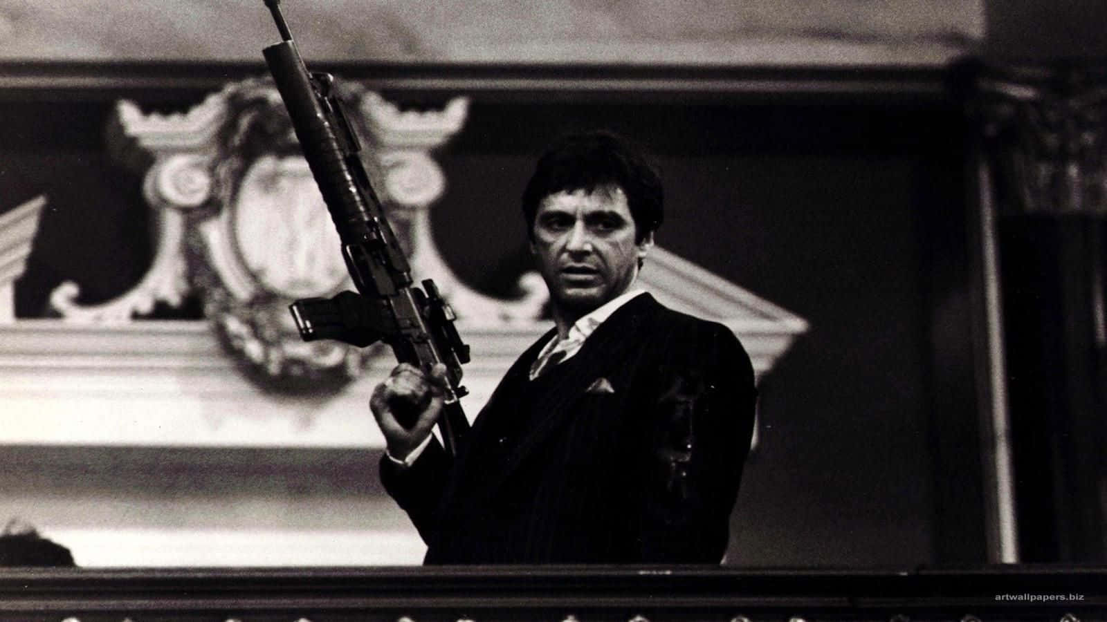Tony Montana Scarface bianco nero, 1600x900 HD, Desktop